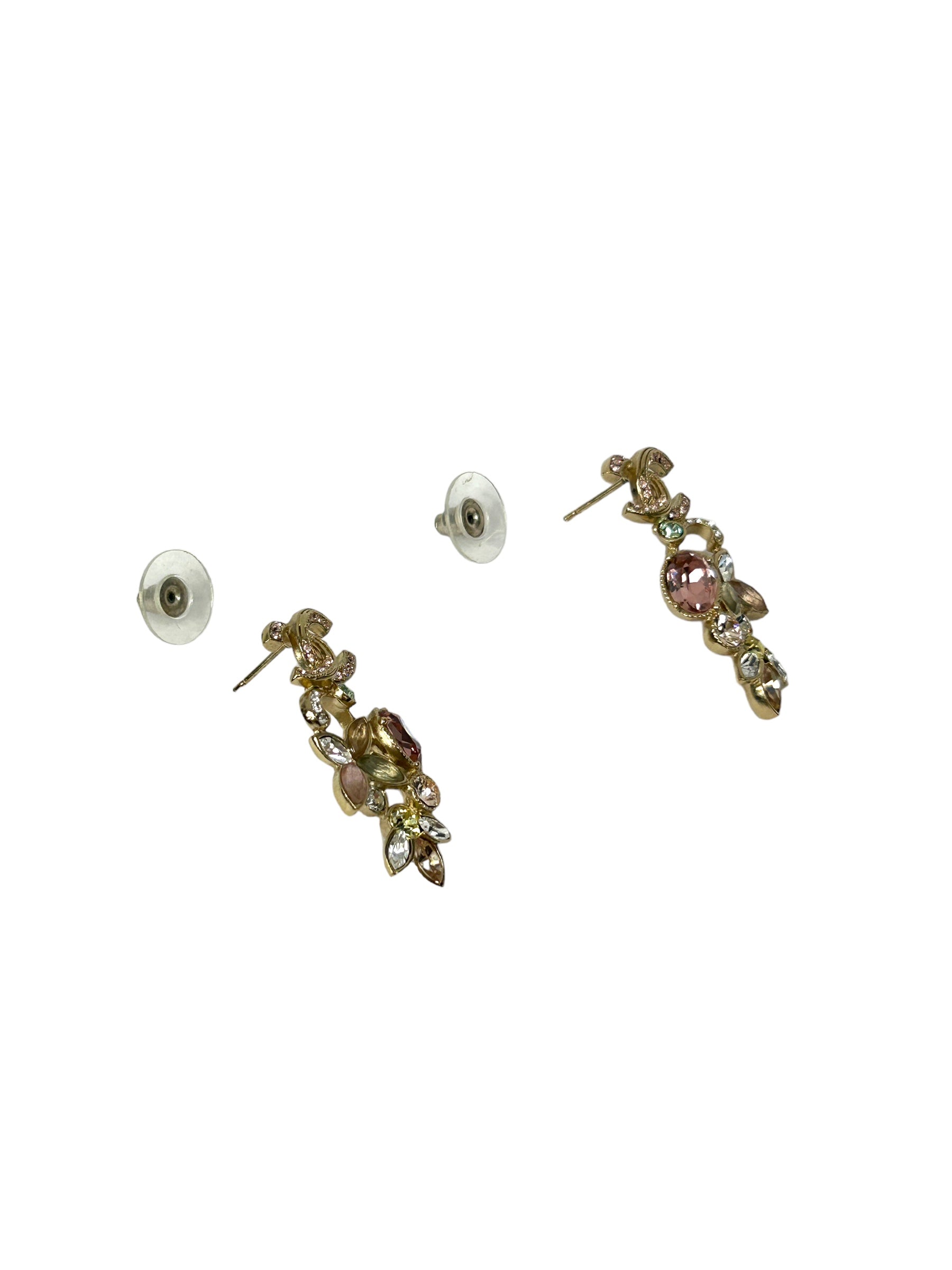 CC Gold Plated Semi- Precious Gemstone Floral Drop Earrings