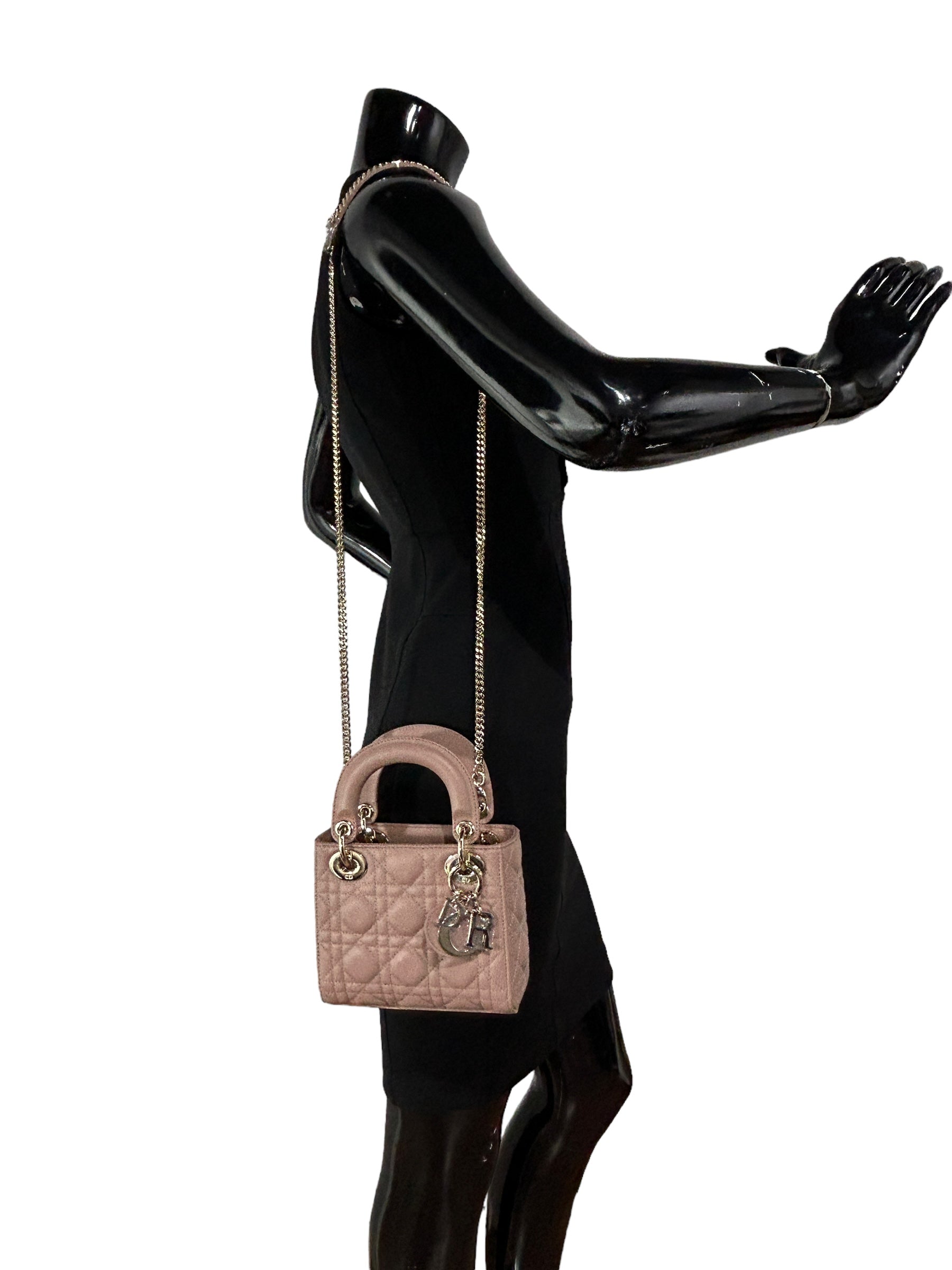 Mini Rose Des Vents Cannage Lambskin Lady Dior W/GHW