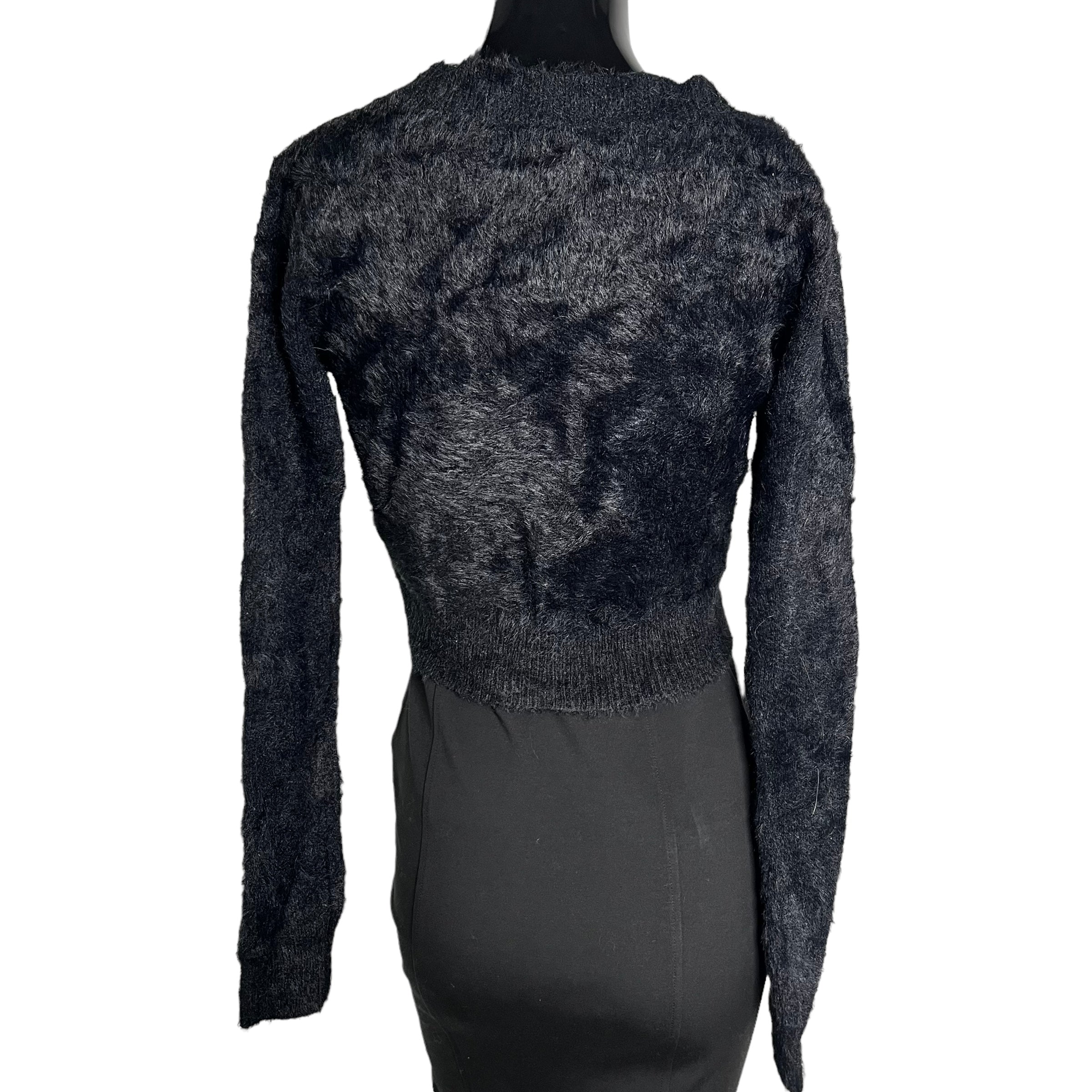 CAPSULLE Black Cropped Cardigan w/ Costume Pearl Buttons
