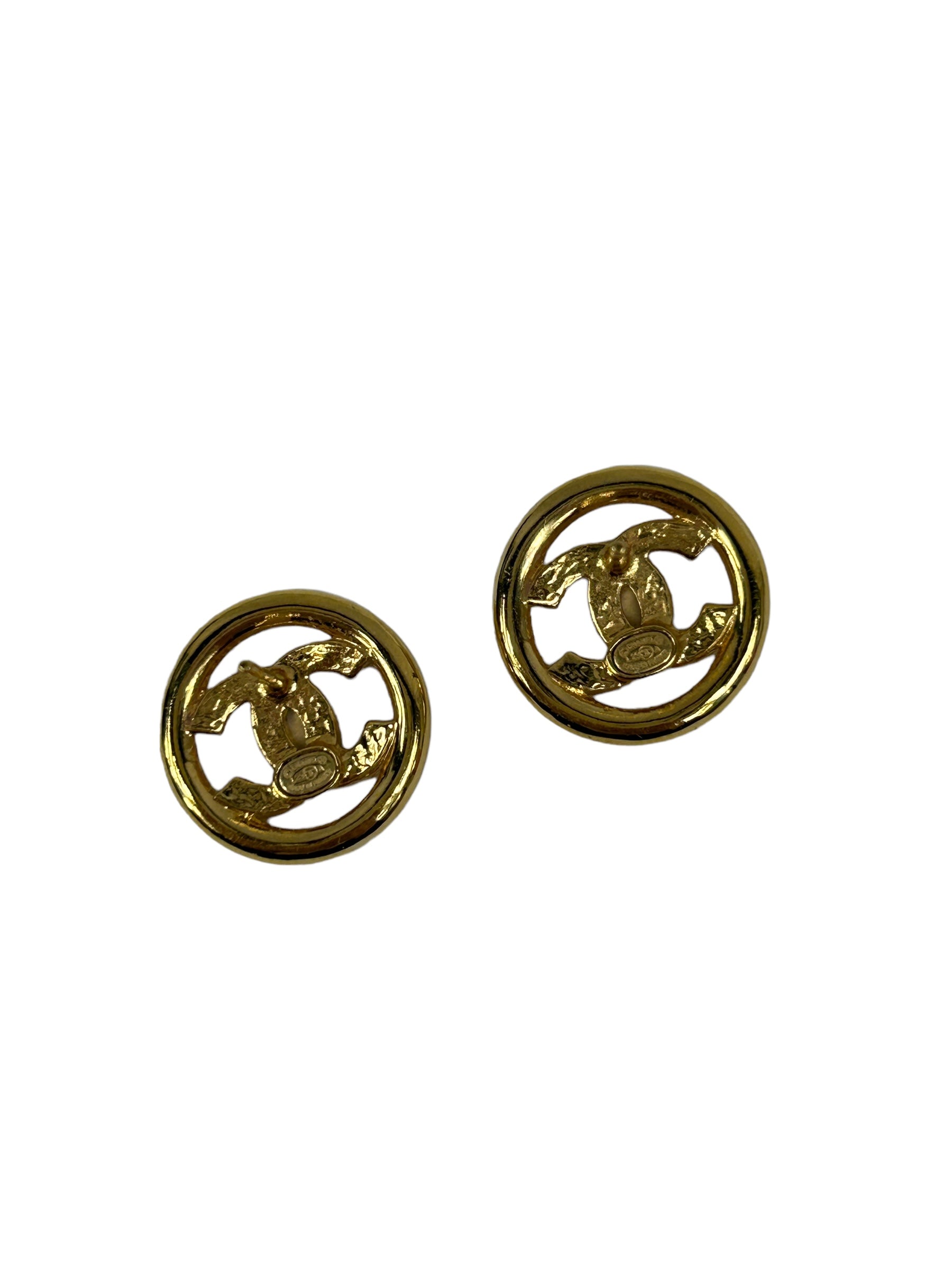 Gold Plated CC Circle Earrings