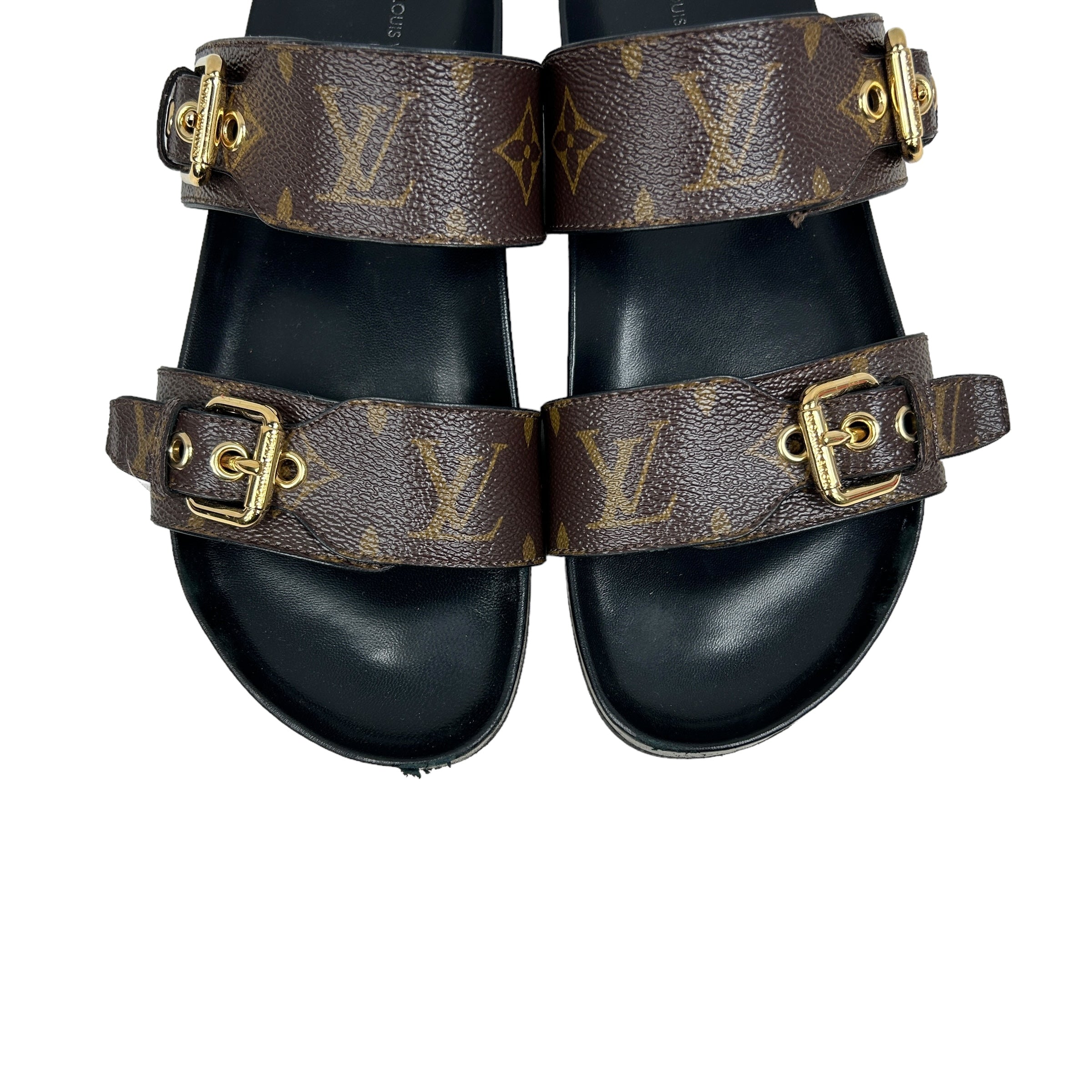 Monogram Coated Canvas Bom Dia Flat Comfort Mule Sandals