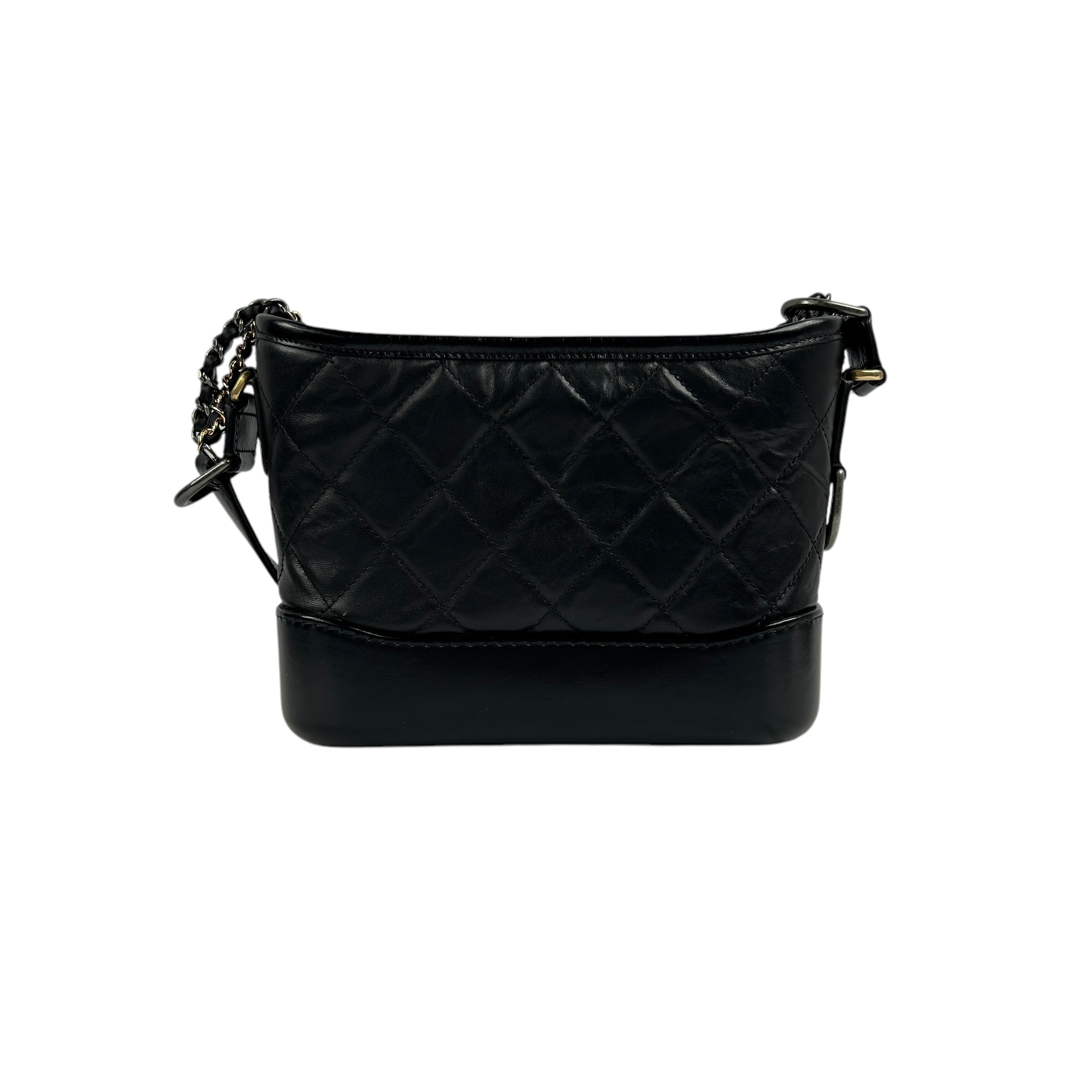 Black Aged Quilted Calfskin Leather Medium Gabrielle Hobo Bag w/AGHW/RHW/SHW/GHW