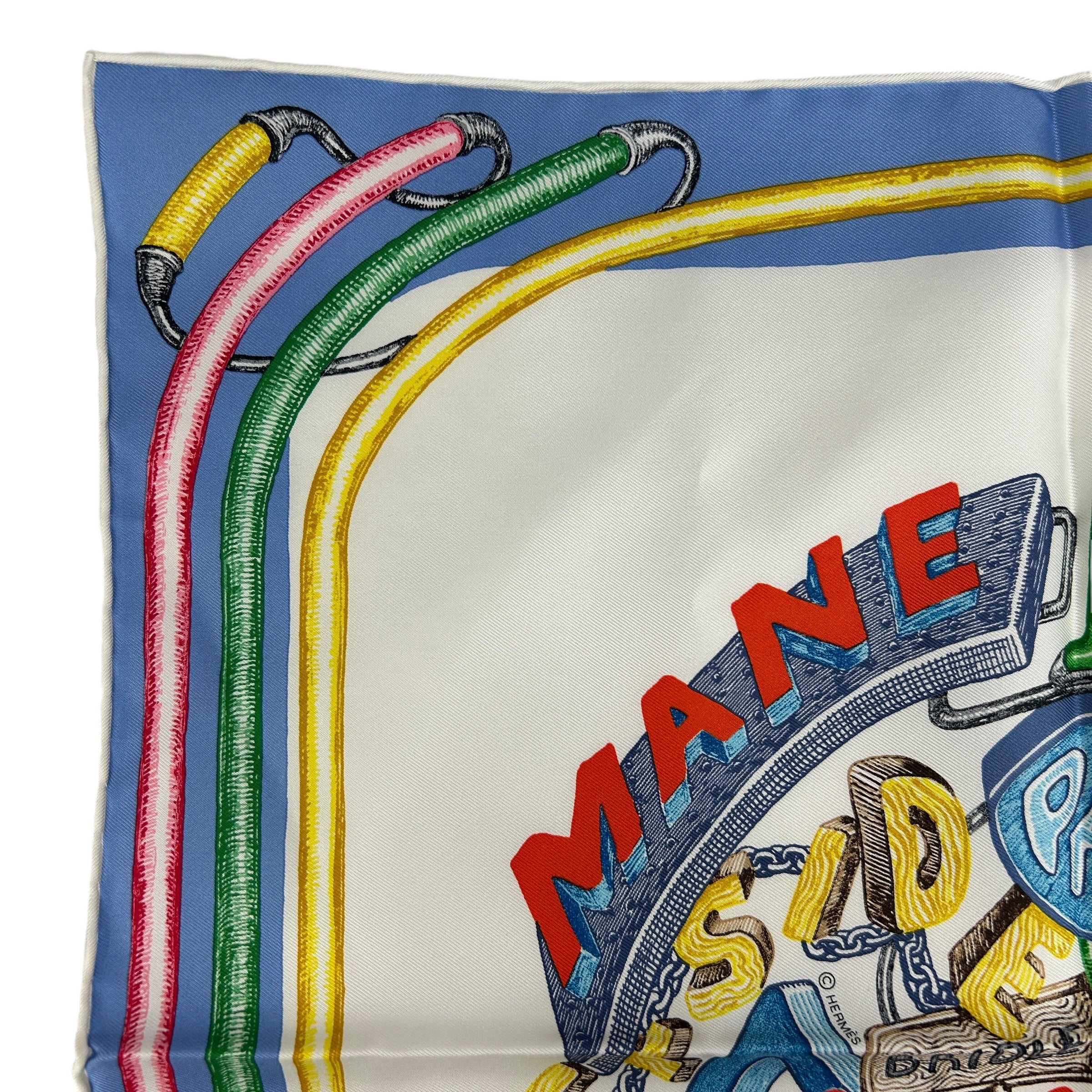 Blue/Lavendar/White Chevaloscope Square Silk Scaf