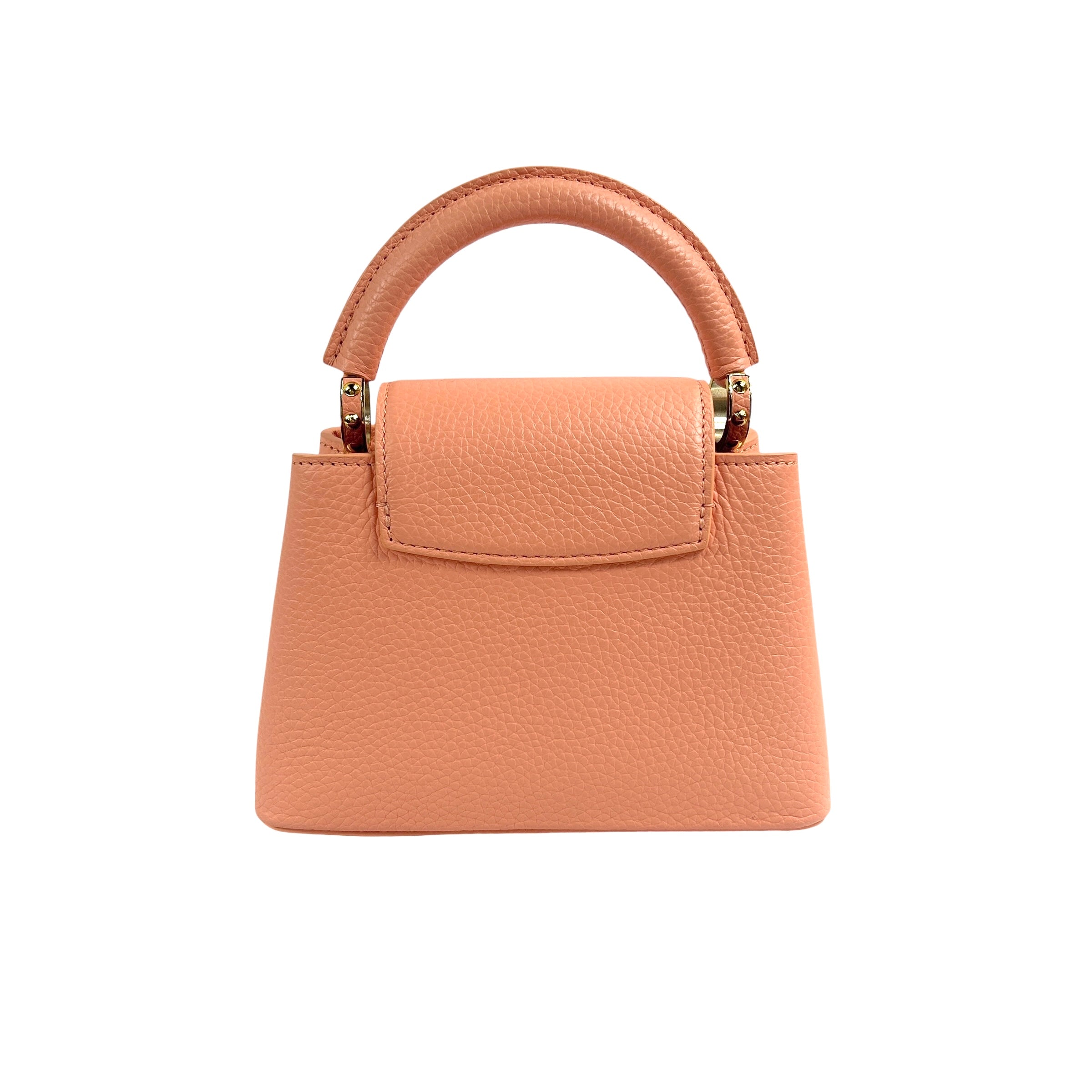 Apricot Taurillon Capucines Mini w/Intertwined Rainbow Chain Strap