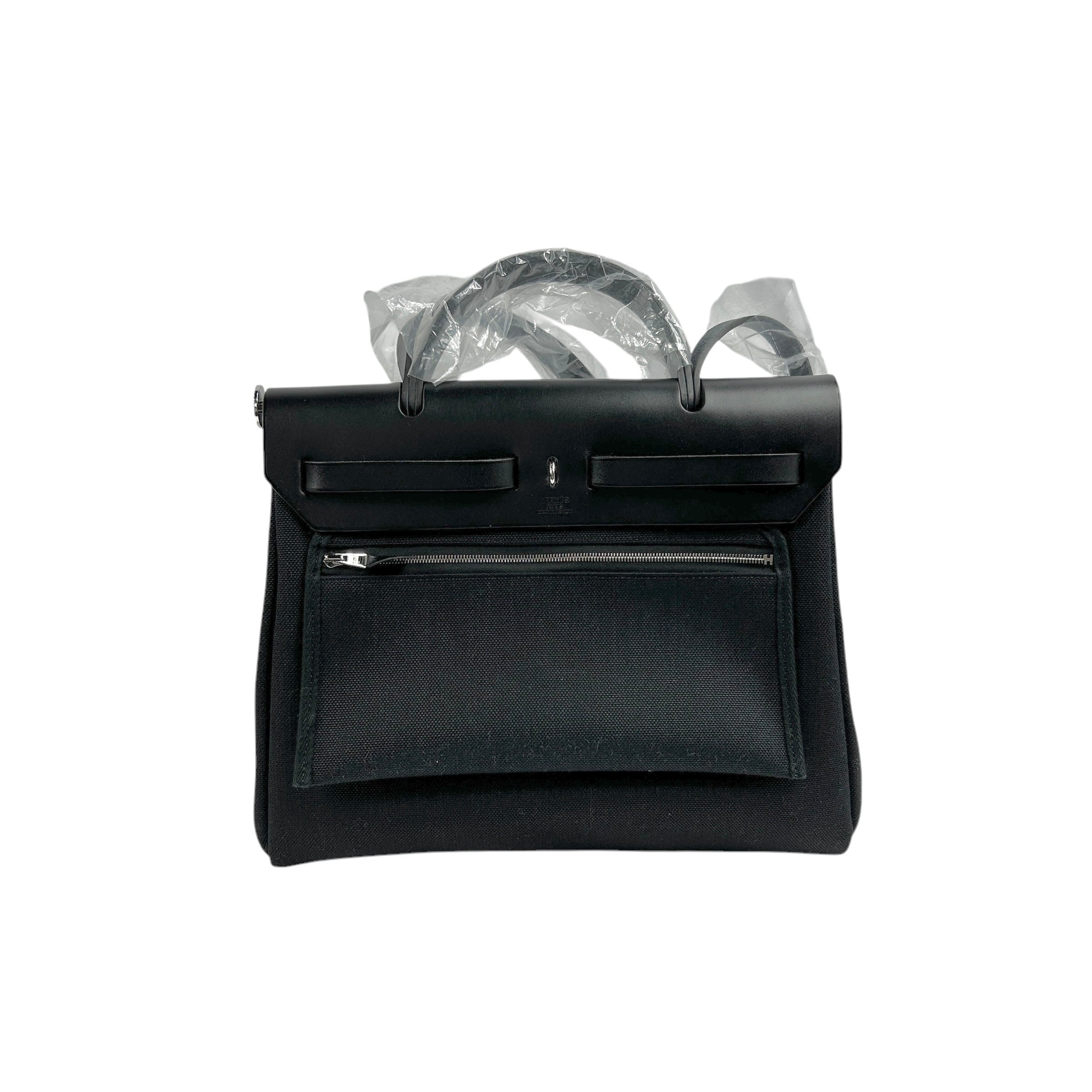 Black Canvas Leather Herbag Zip 31 w/PHW