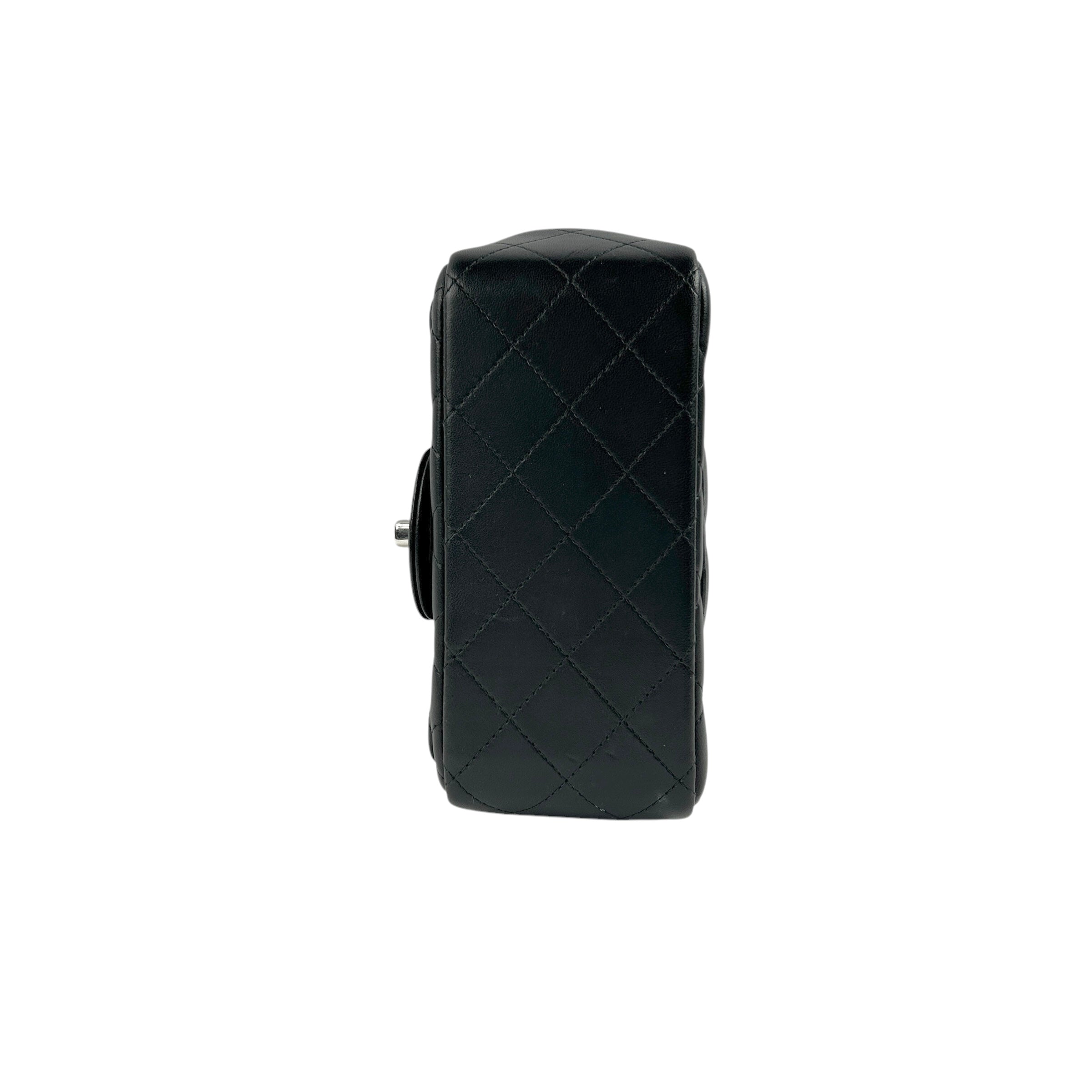 Black Quilted Lambskin Leather Classic Square Mini Flap Bag
