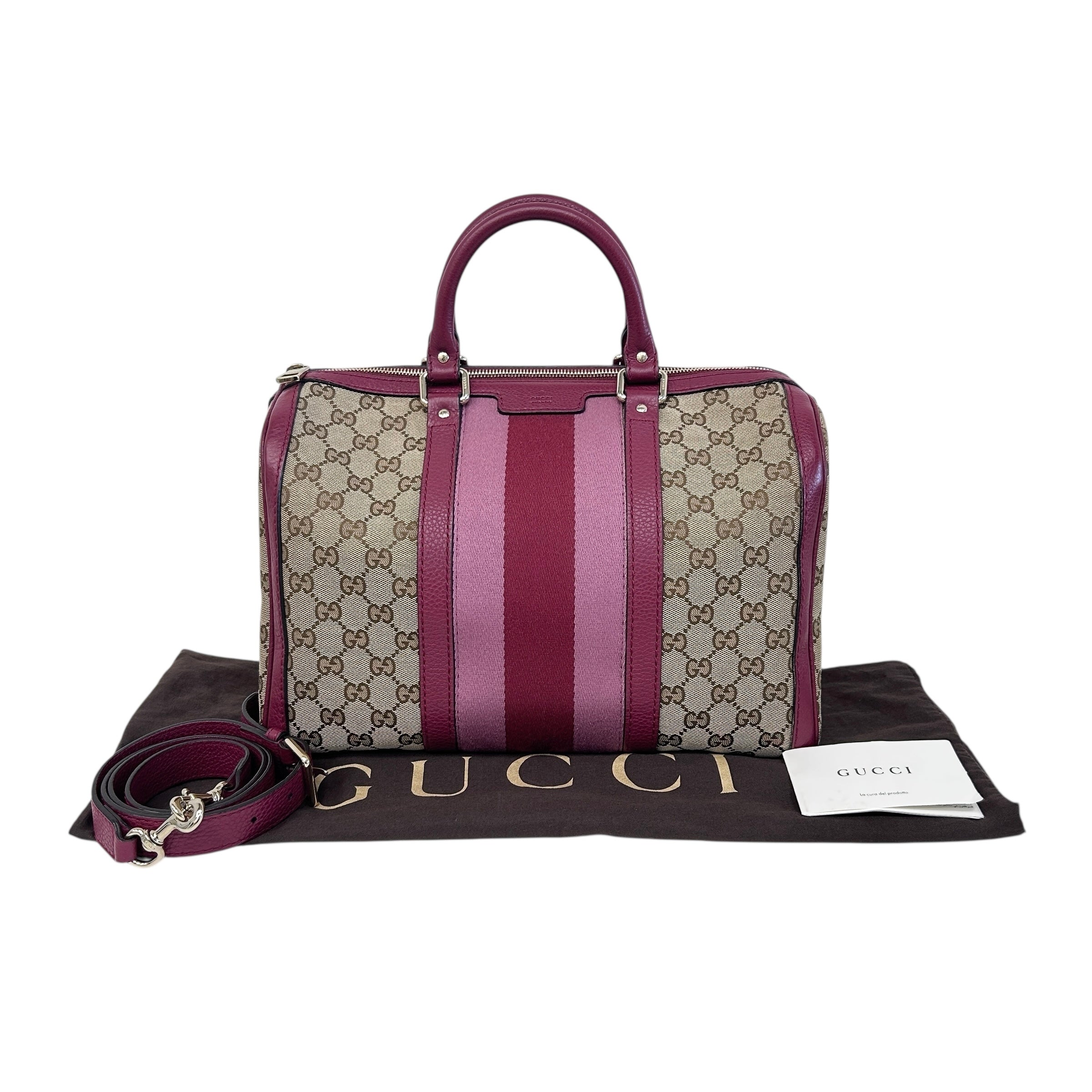 Red/Pink/GG Canvas Web Medium Joy Boston Bag