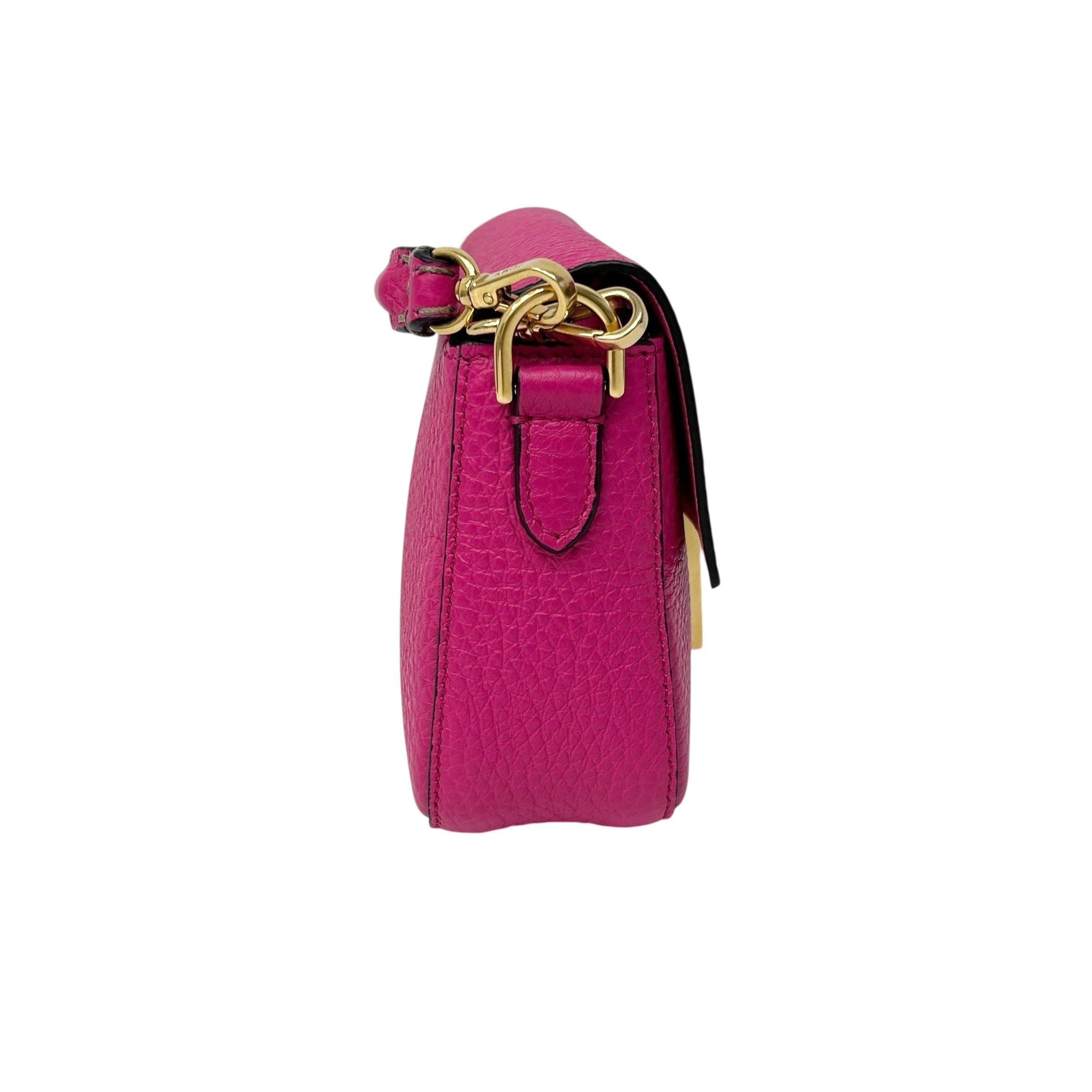 Fuchsia Leather Small Selleria Baguette Bag w/GHW