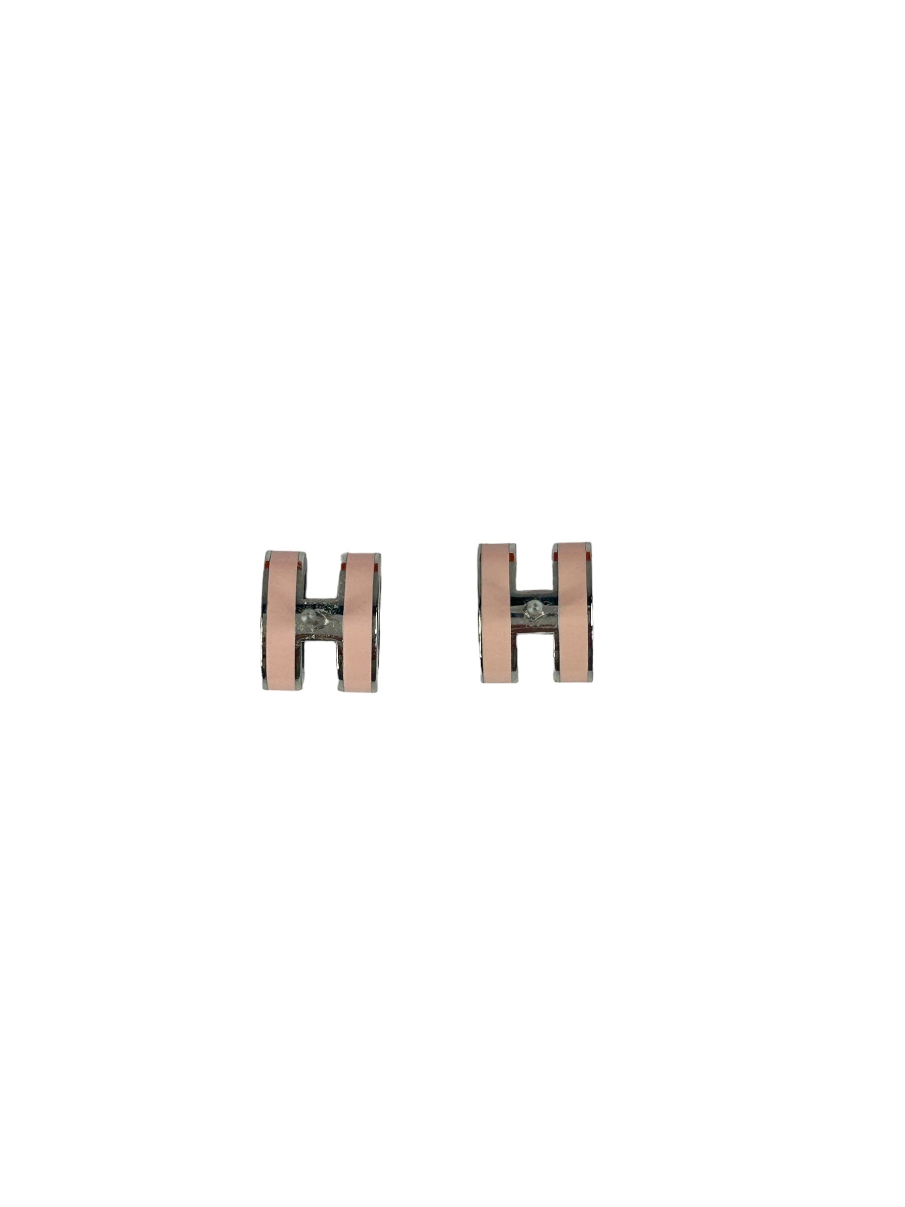 Rose Dragee Mini H Pop Stud Earrings w/PHW