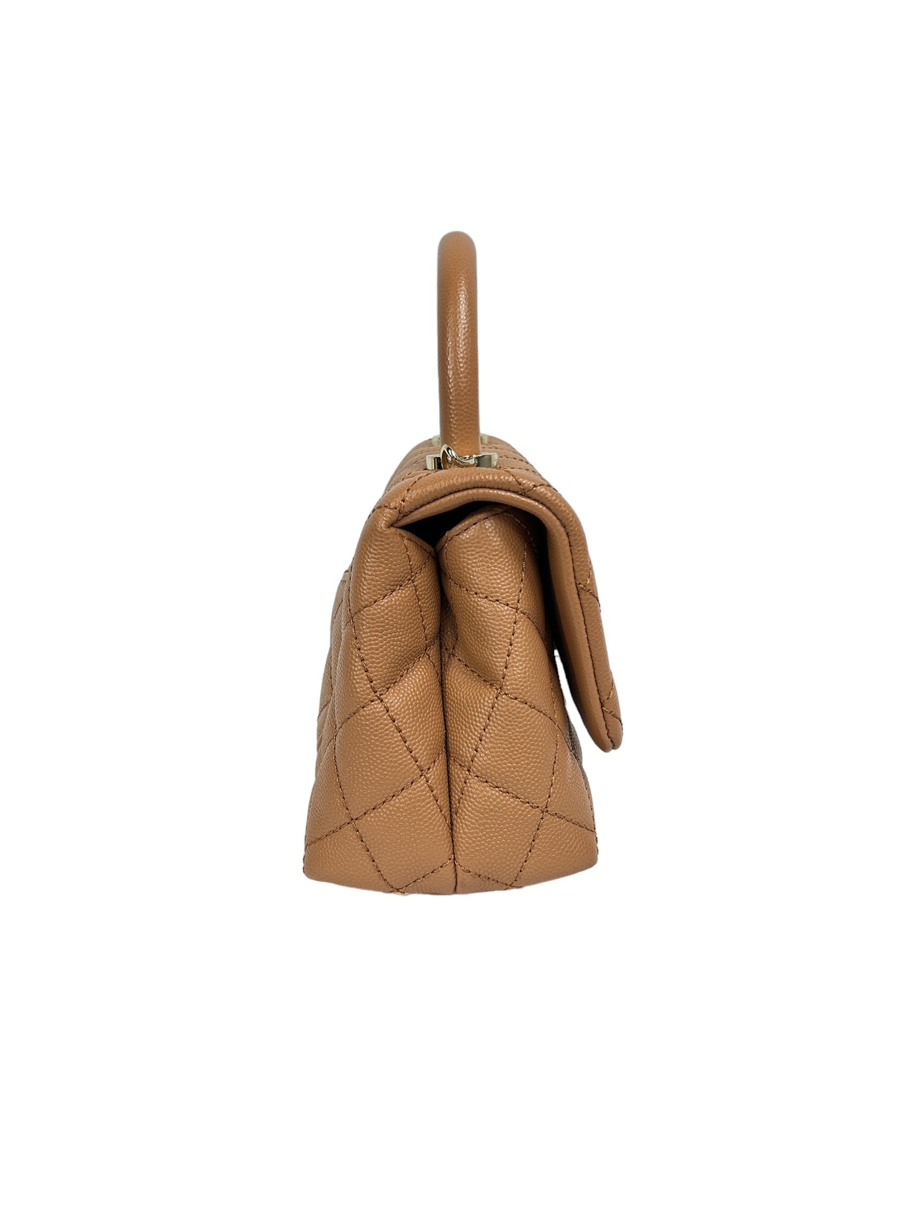 Caviar Camel Quilted Extra Mini Coco Handle w/LGHW