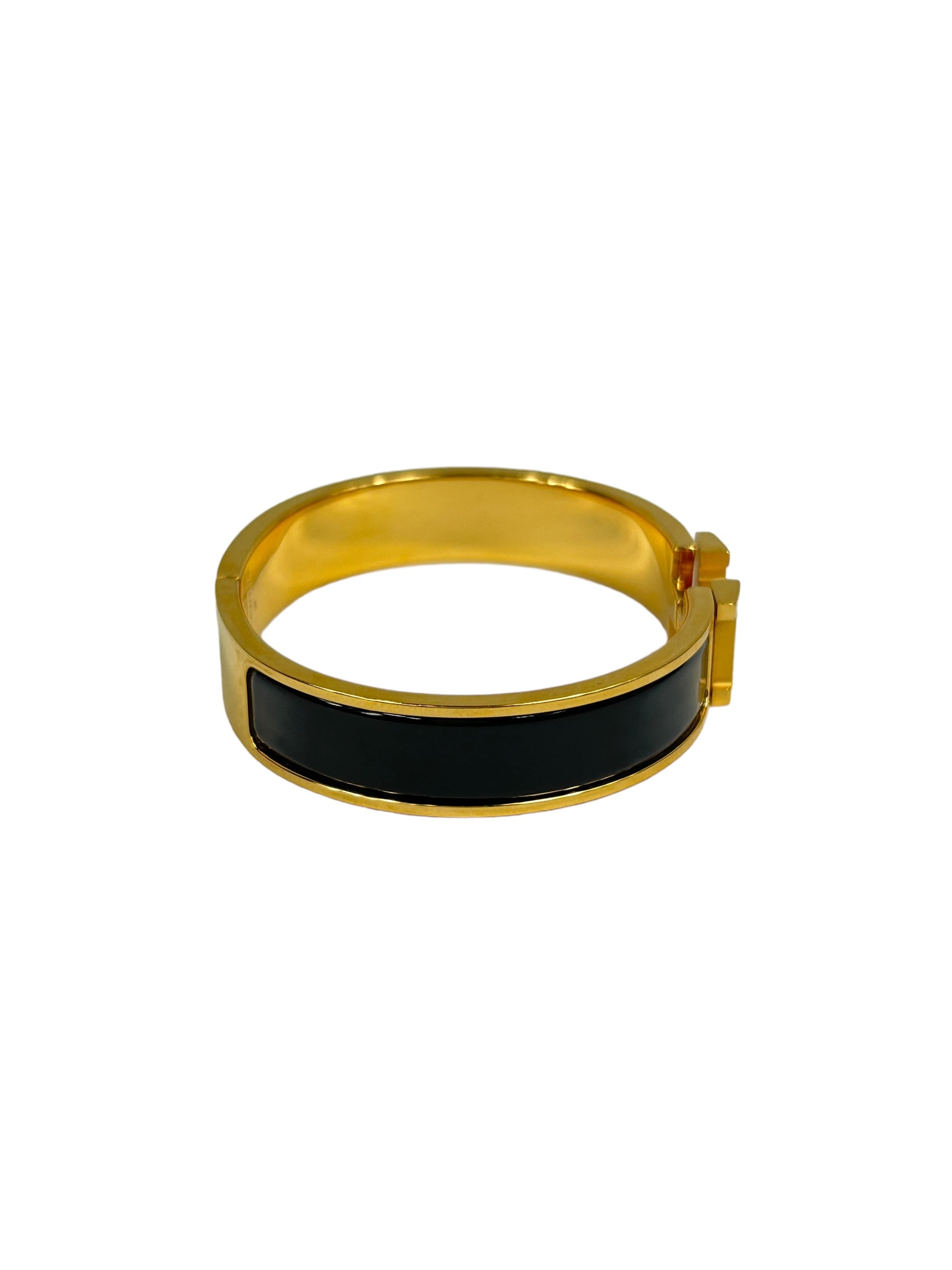 Black Enamel Yellow Gold Clic H Bracelet