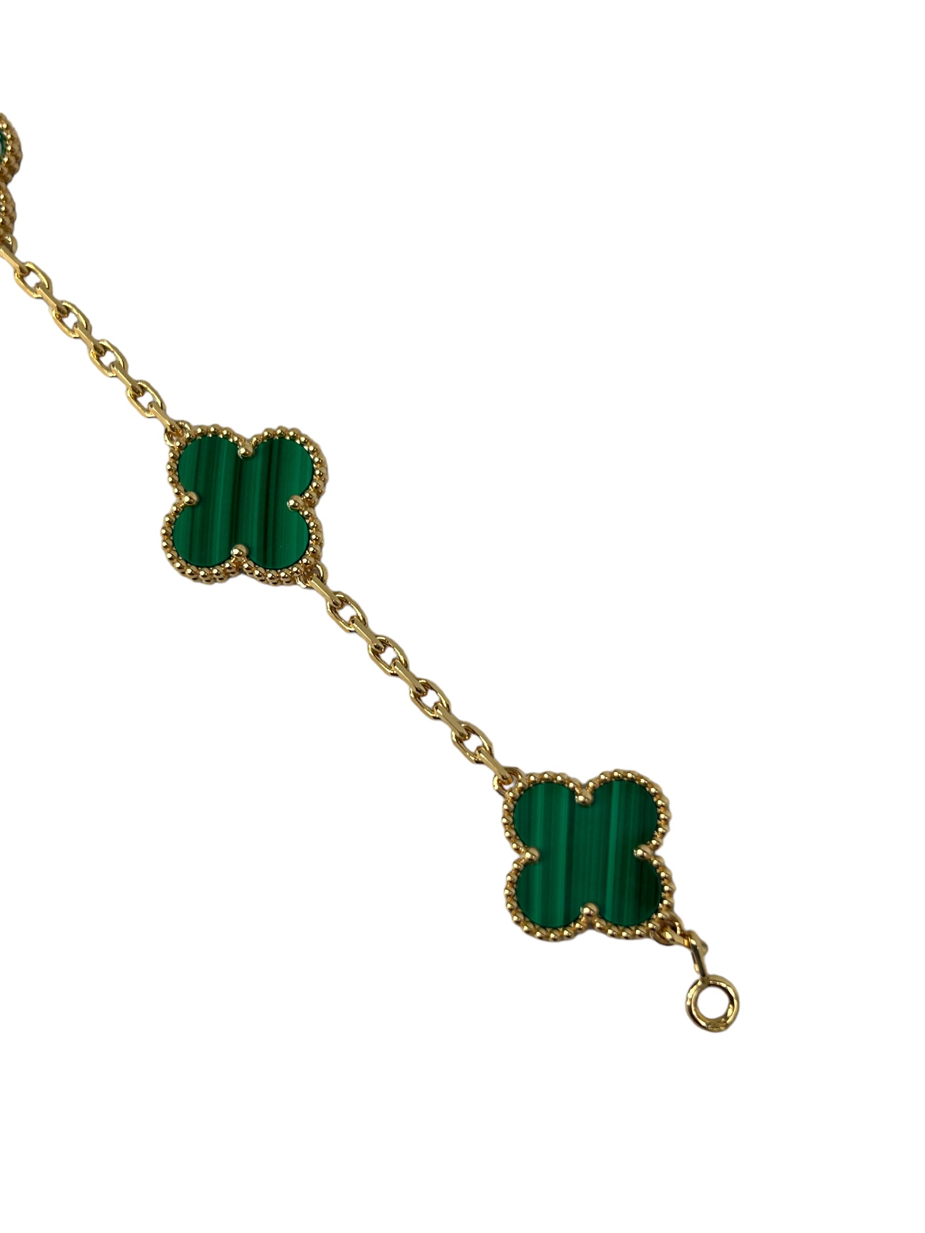 Van Cleef & Arpels Malachite 18K Yellow Gold 5 Motif Bracelet