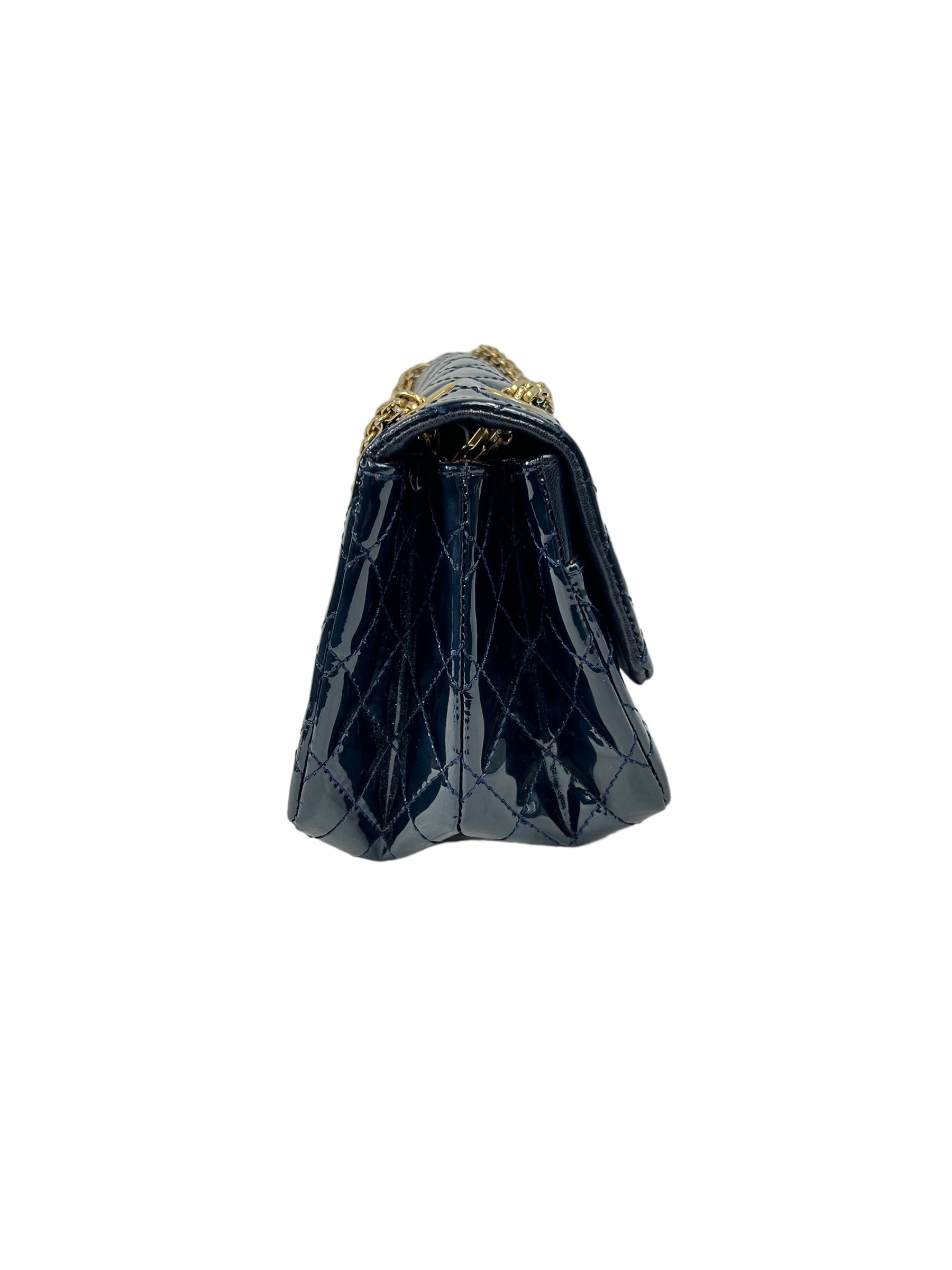 Dark Navy-Blue Patent Quilted Reissue Flap w/AGHW