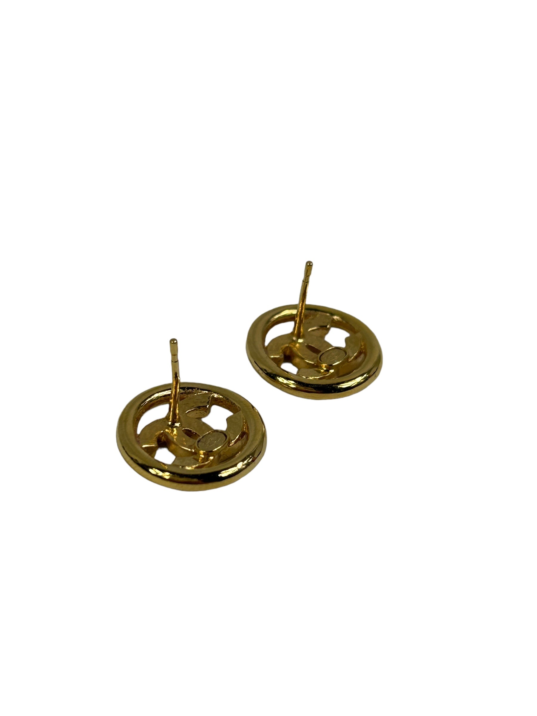 Gold Plated CC Circle Earrings