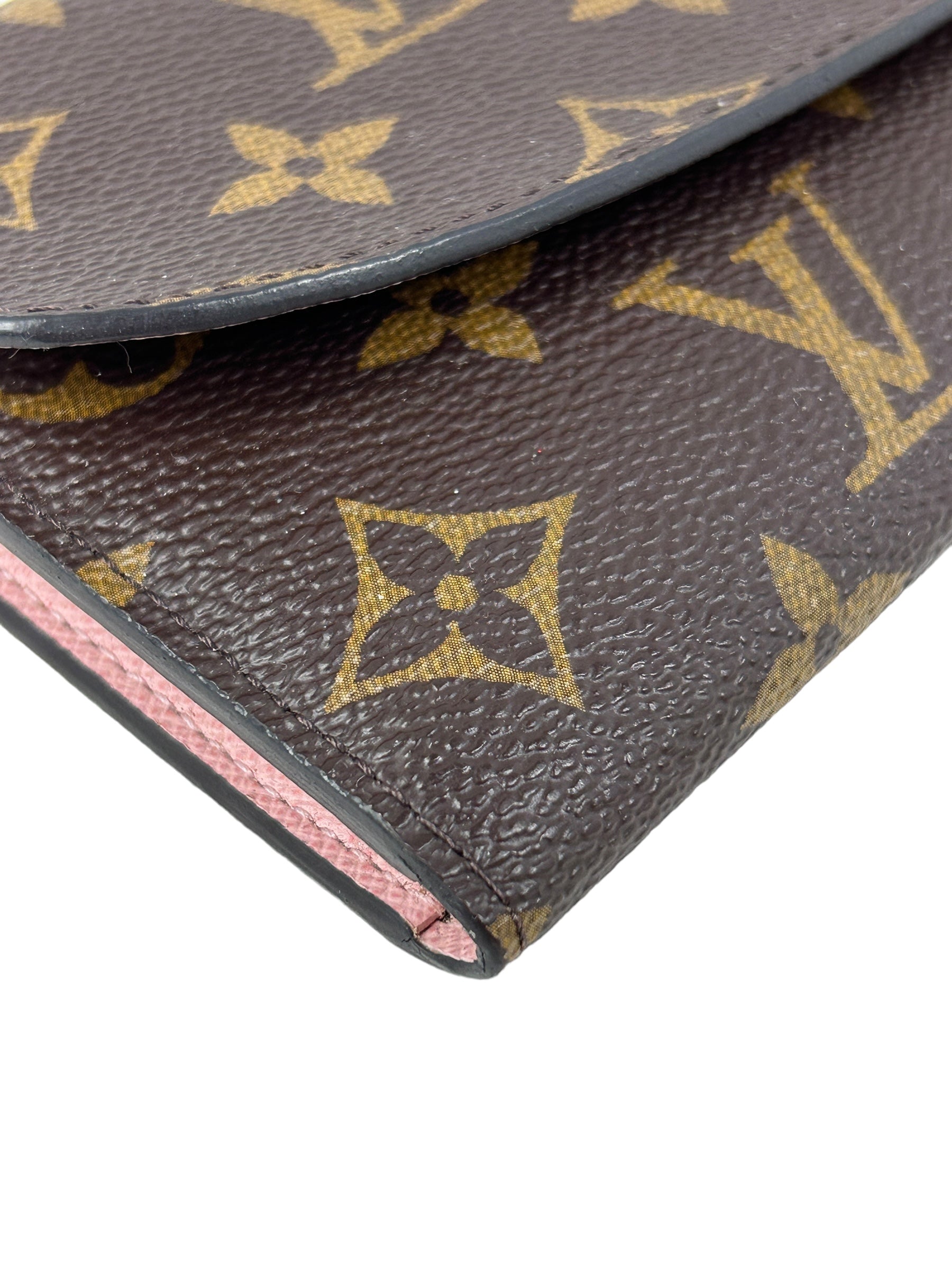 Monogram Coated Canvas Rose Ballerina Leather Emilie Long Snap Wallet