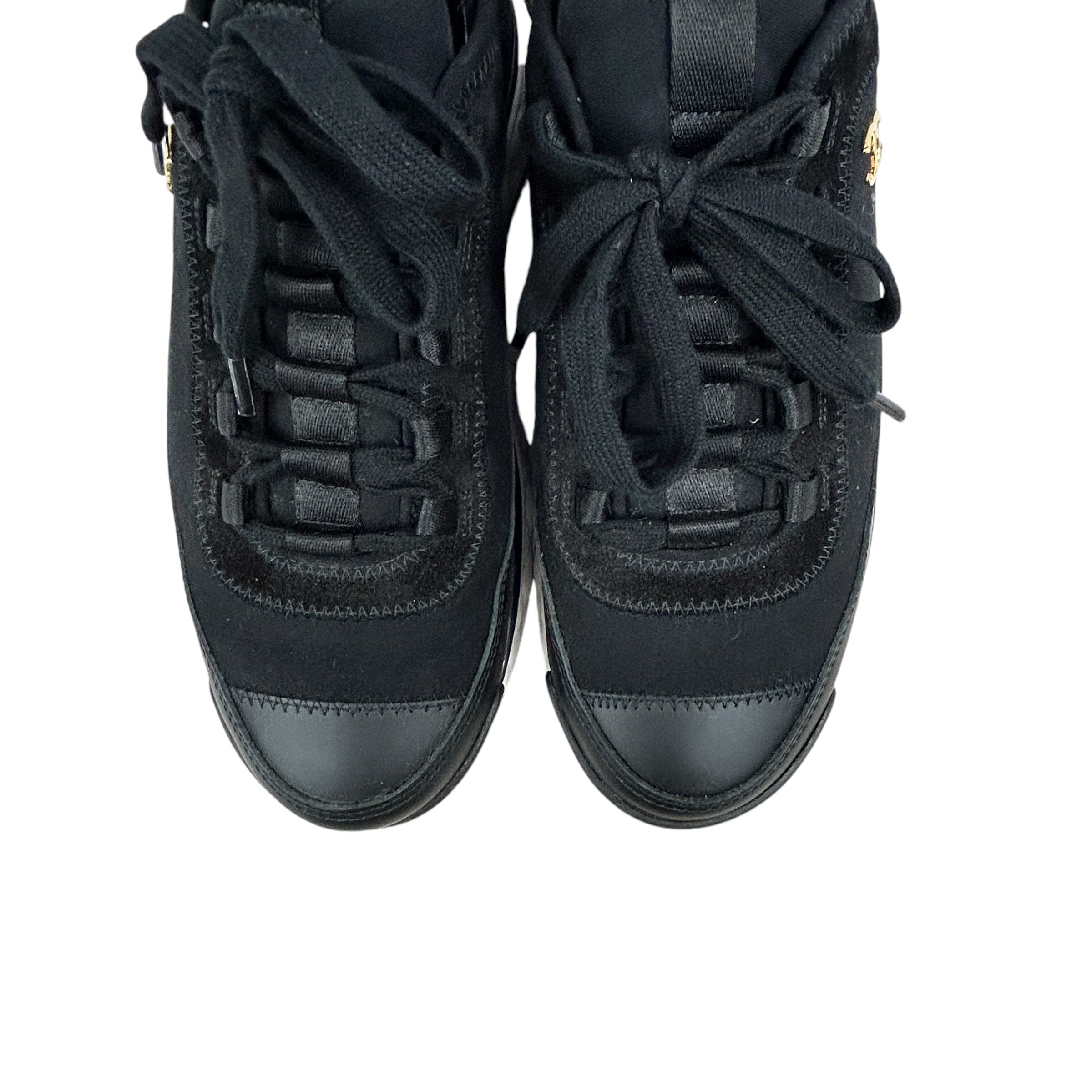 Black Velvet Calfskin and Mixed Fibers Tennis Sneaker w/GHW