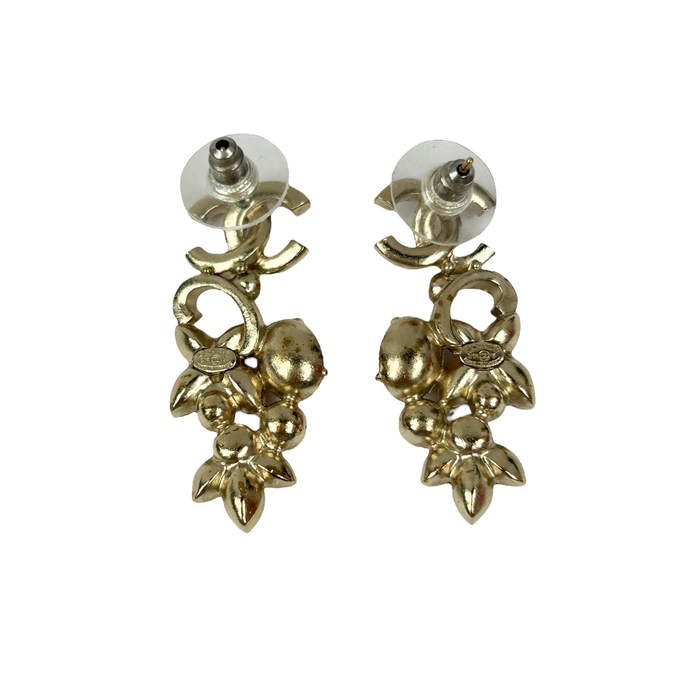 CC Gold Semi-Precious Gemstone Floral Drop Earrings