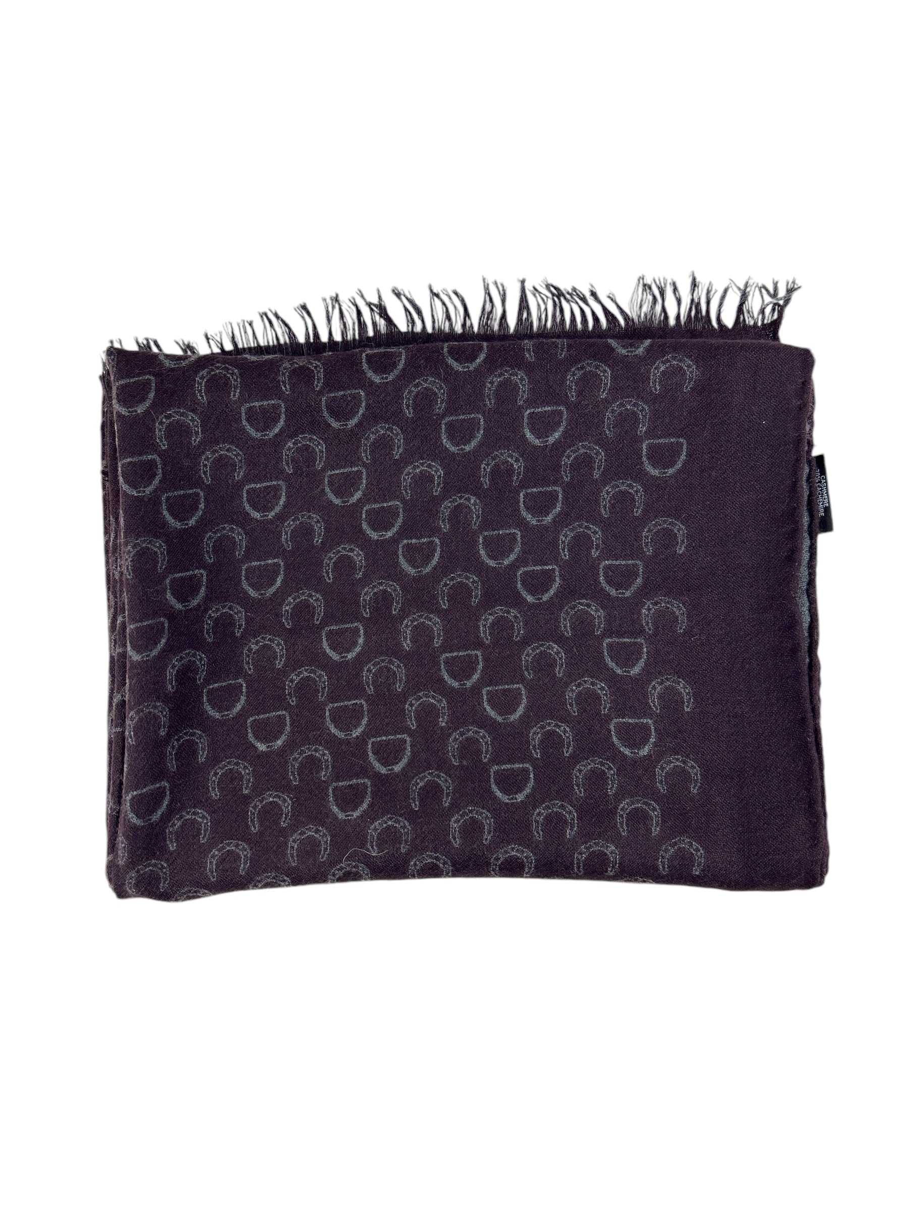 Grey/Burgundy Reversible Horse Shoe Pattern Cashmere/Silk Scarf