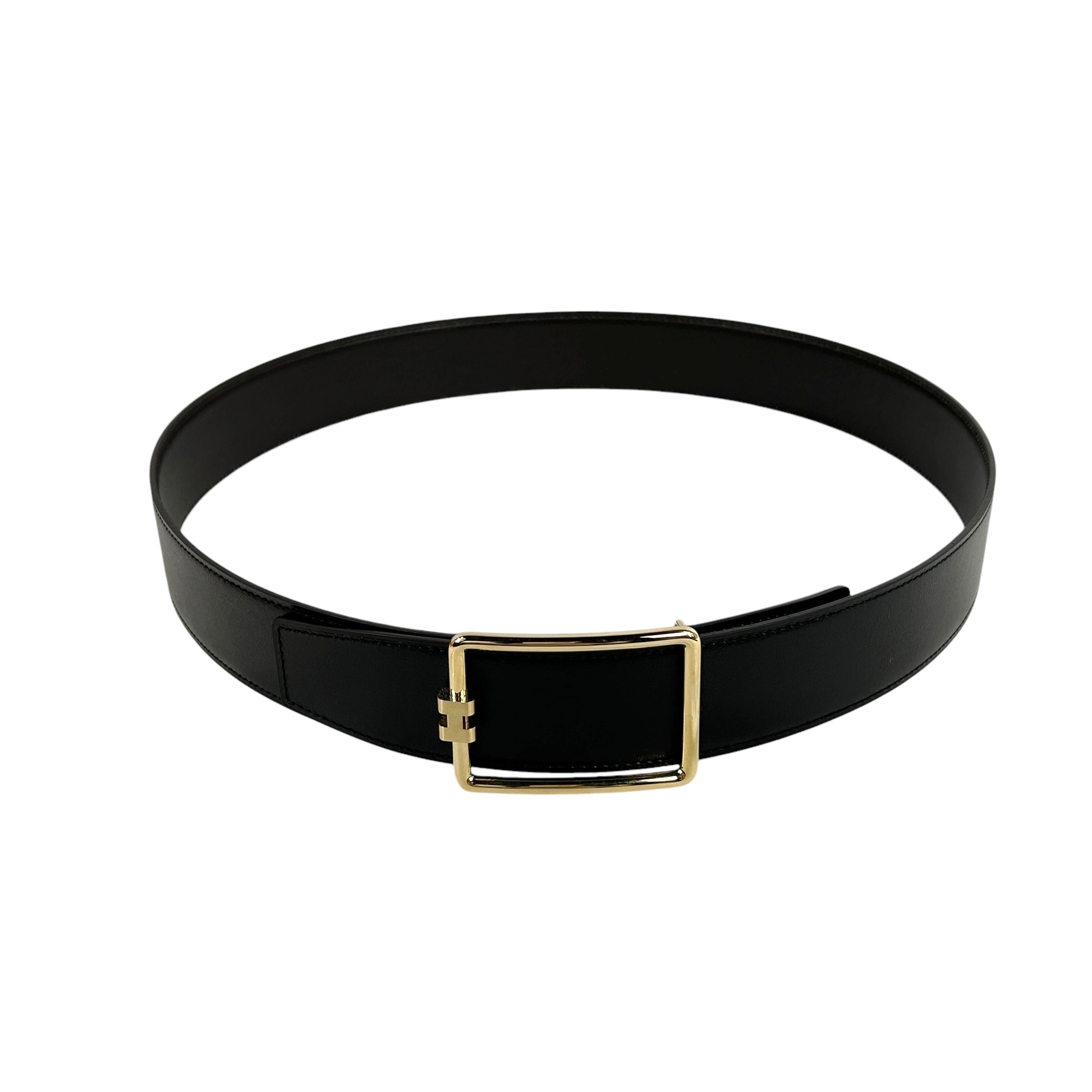 Reversible Noir/Ebene Tube H Buckle Belt 38mm w/GHW