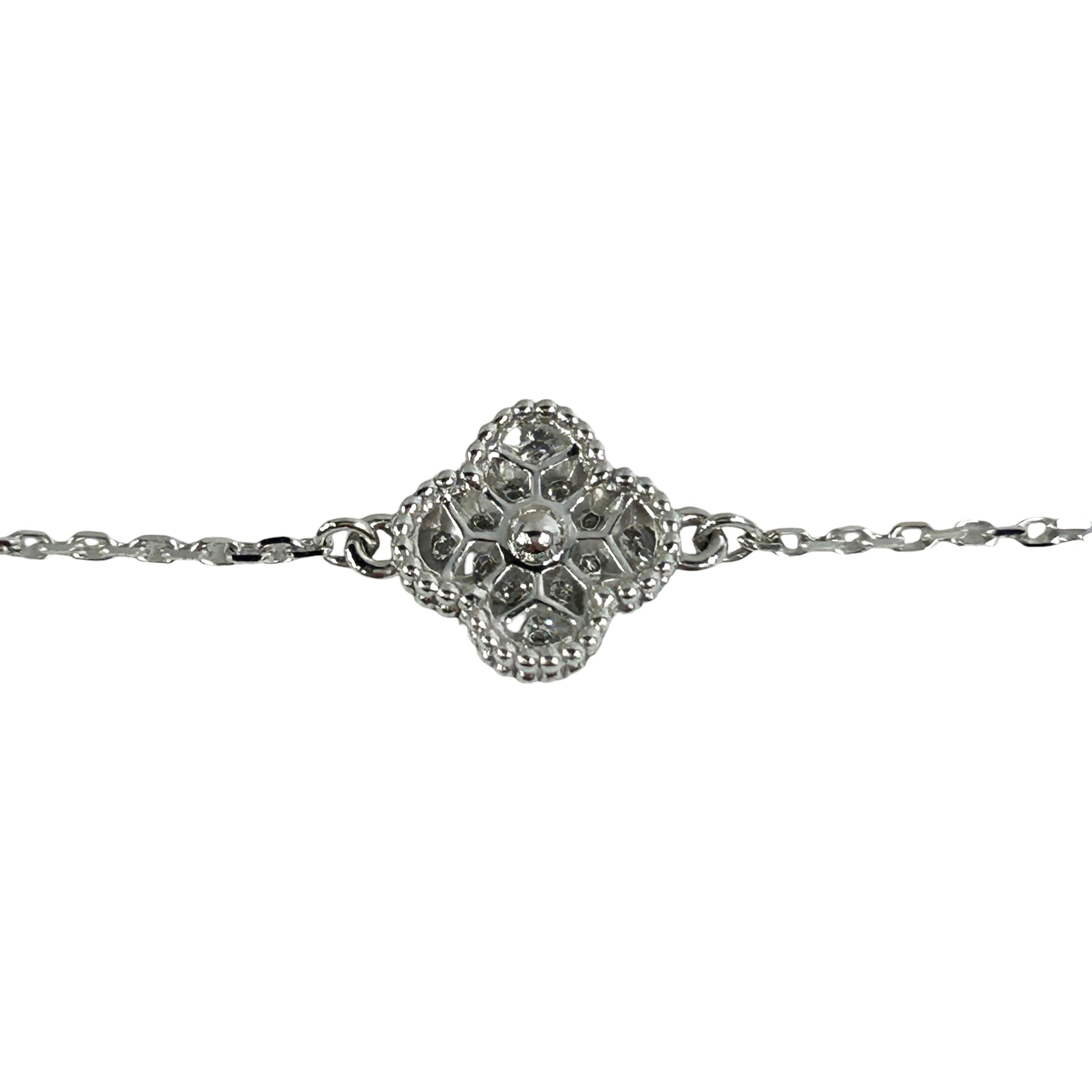 Sweet Alhambra 18K White Gold Motif Diamond Bracelet