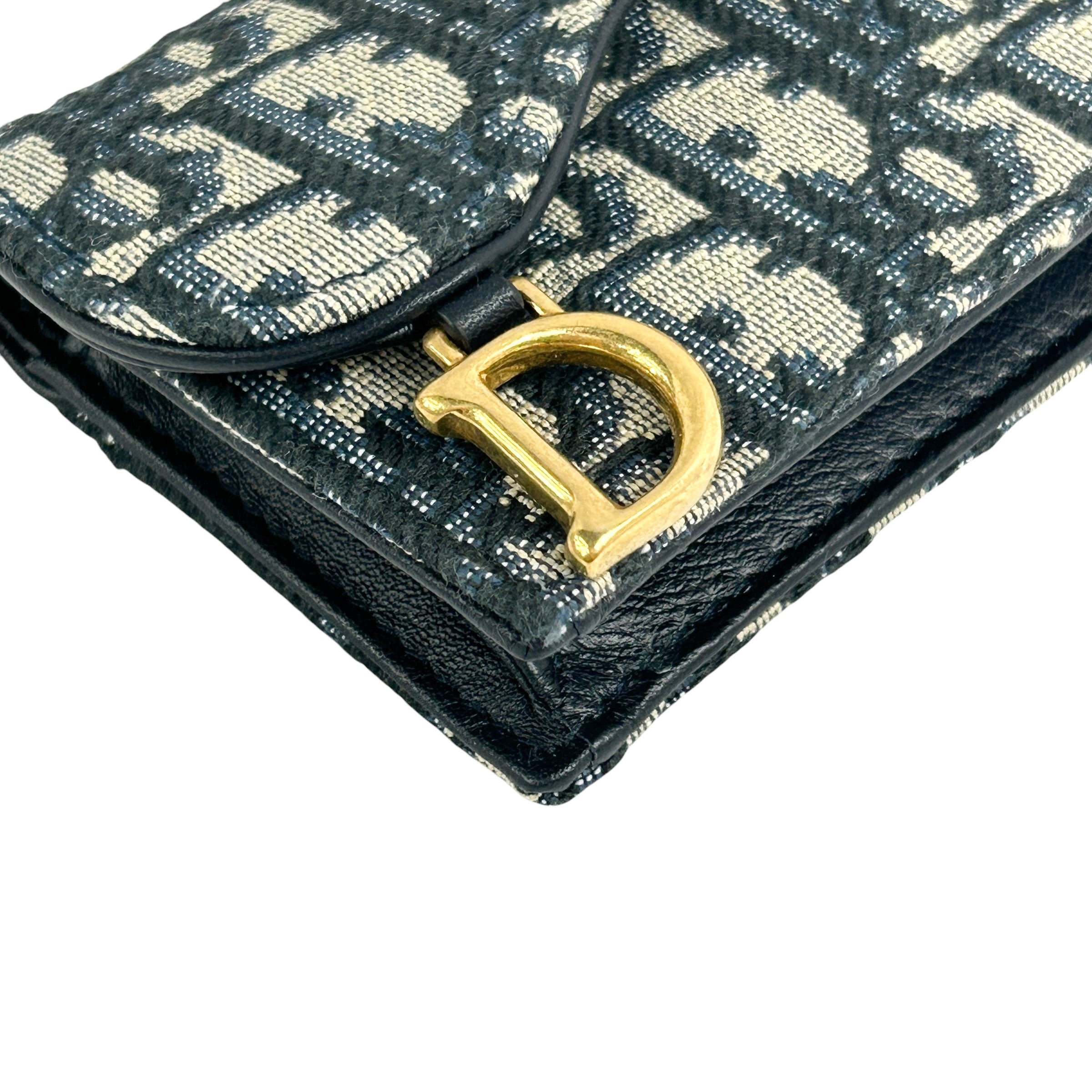 Blue Oblique Saddle Card Holder