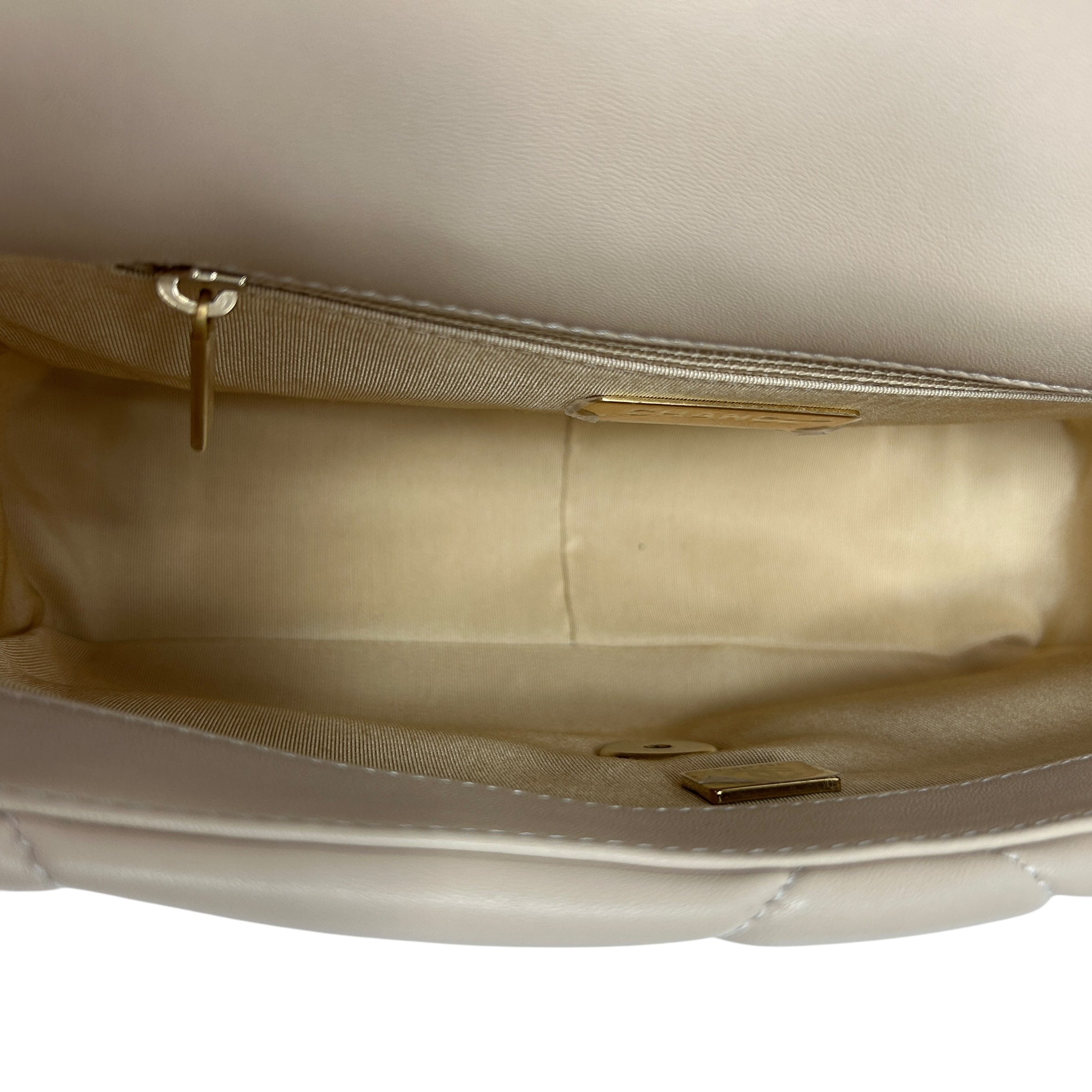 Beige Quilted Small 19 Flap w/ Mixed HW