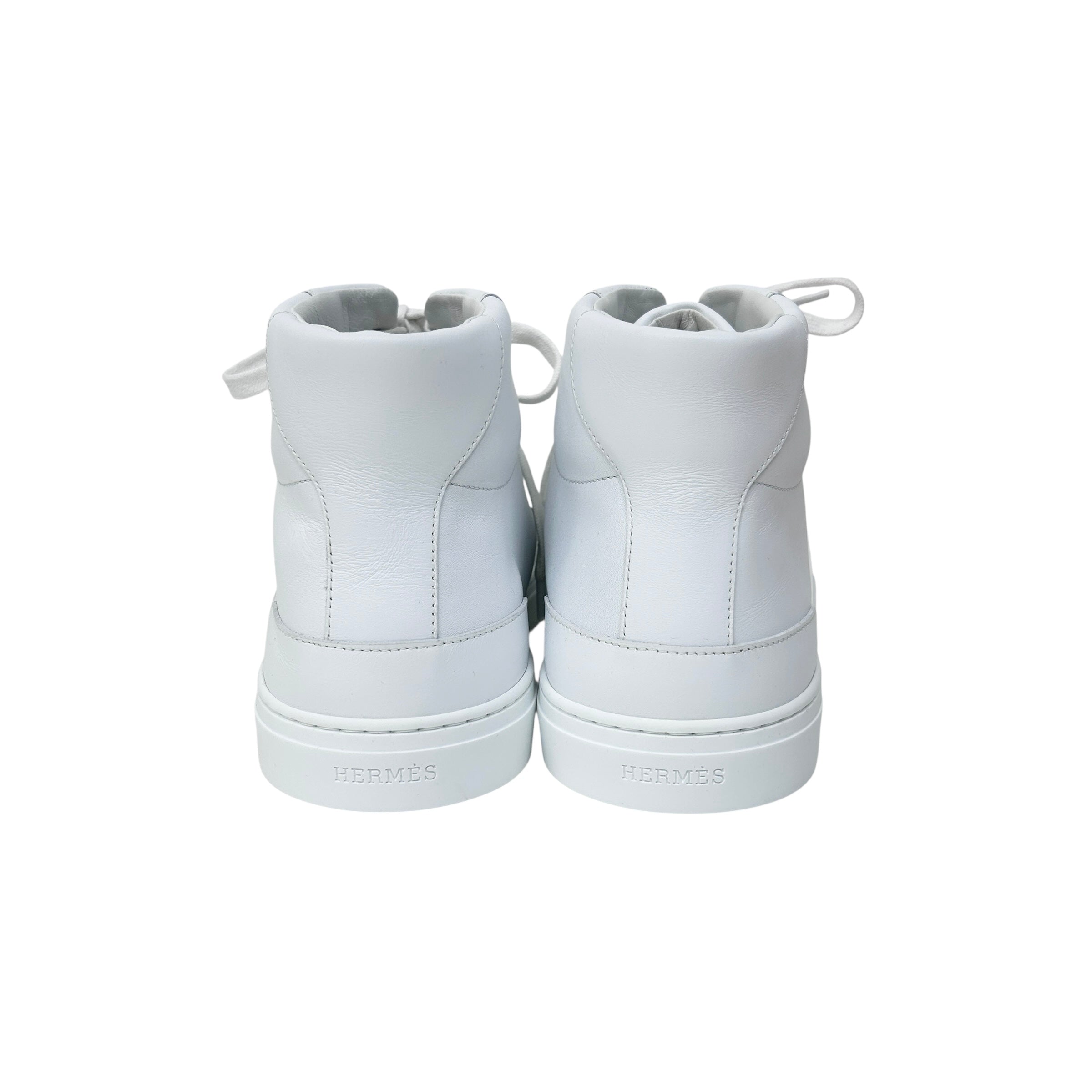 White Calfskin Leather DayDream Men’s High Top Sneakers w/PHW