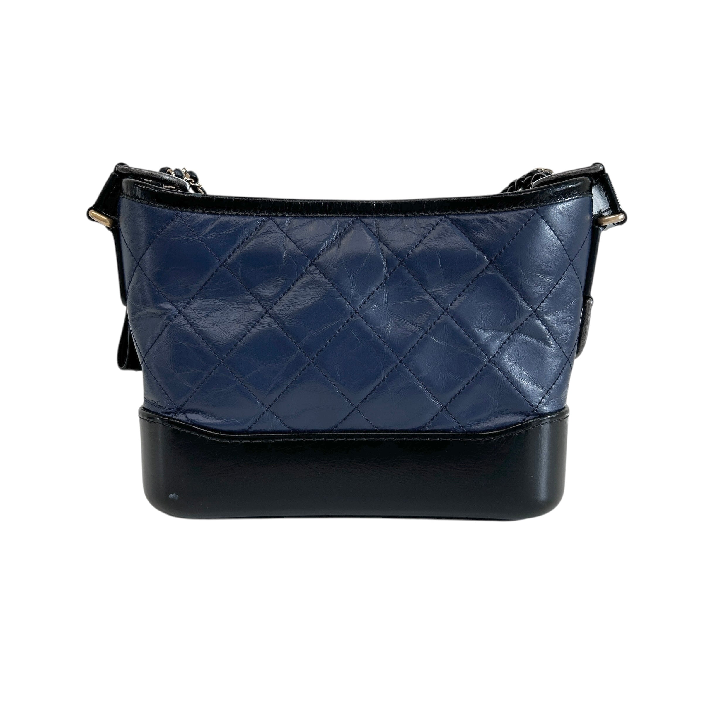 Blue Quilted Aged Calfskin Leather Small Gabrielle Hobo Bag w/GHW/SHW/RHW