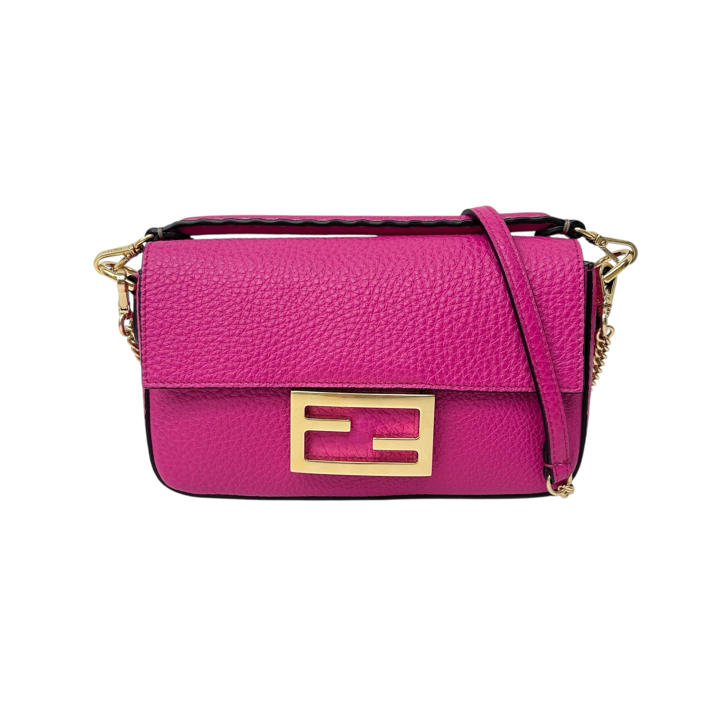 Fuchsia Leather Small Selleria Baguette Bag w/GHW