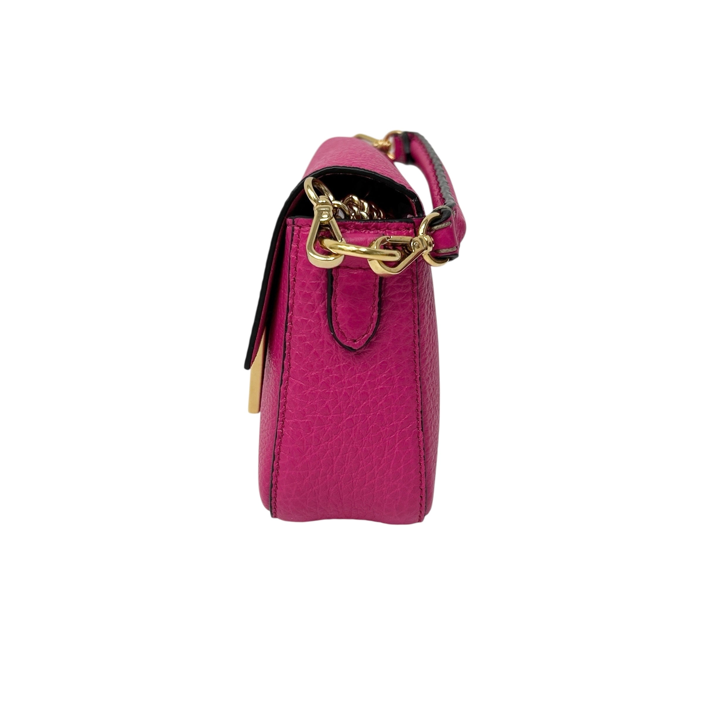 Fuchsia Leather Small Selleria Baguette Bag w/GHW