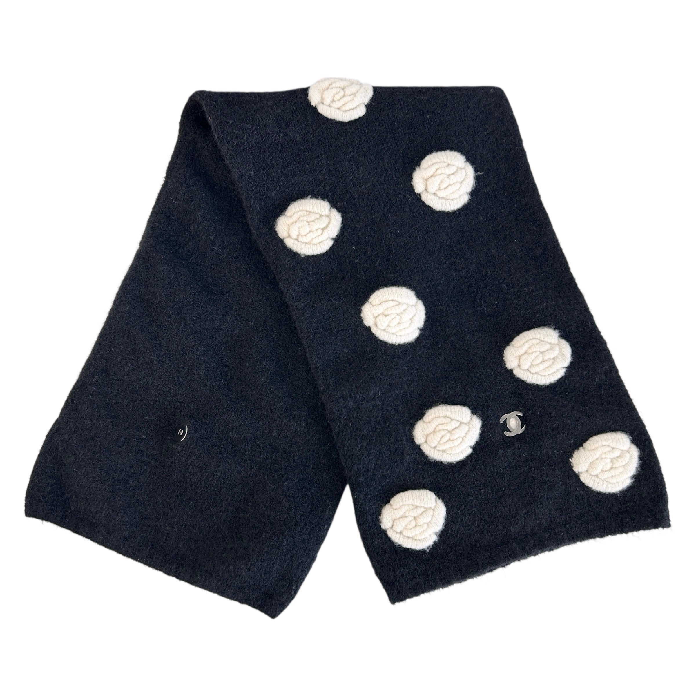 Black & Ivory Mohair Camellia Scarf/Neck Warmer