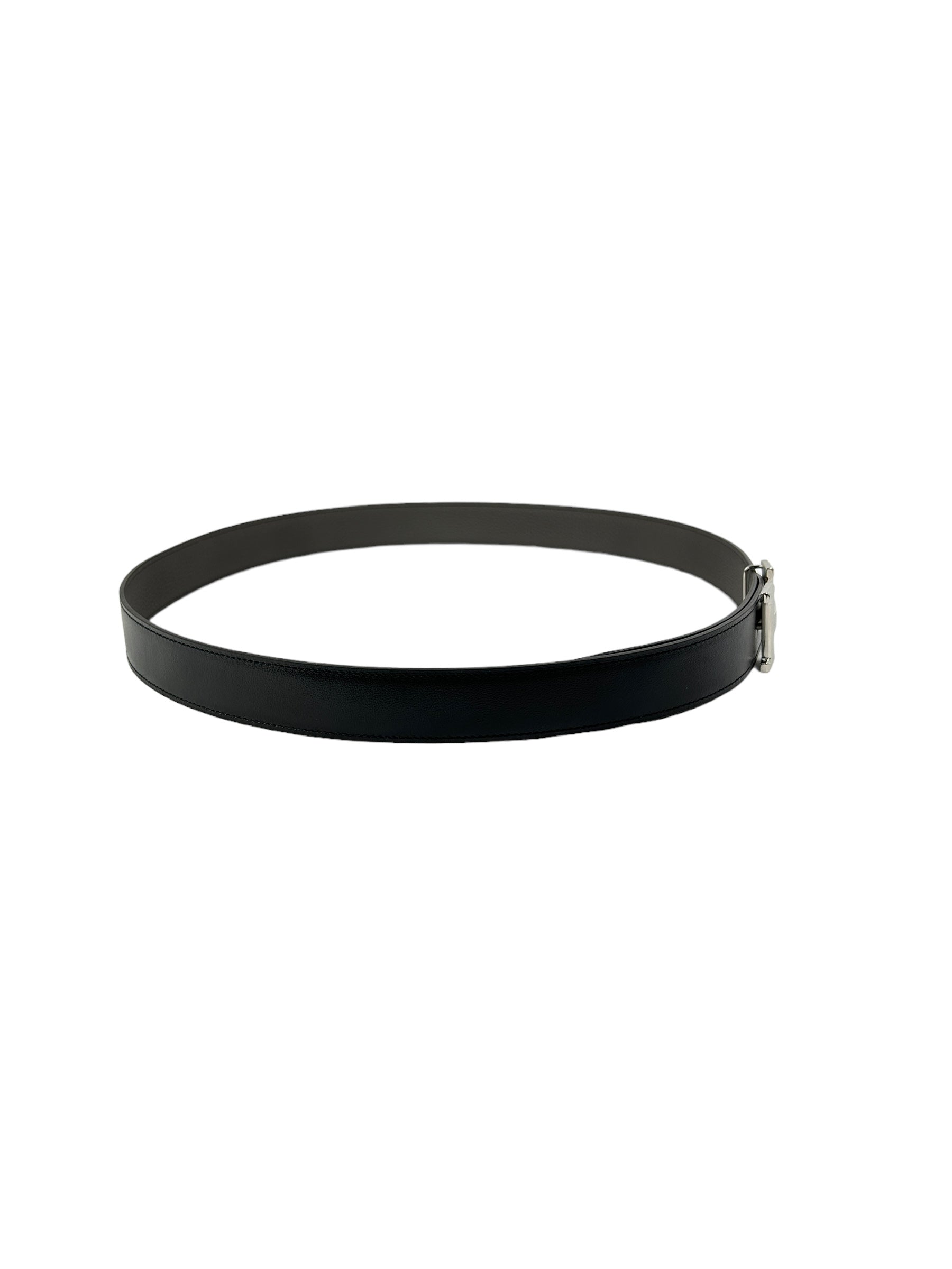 Black Box Calf/Etain Togo Leather Reversible H 32mm Belt