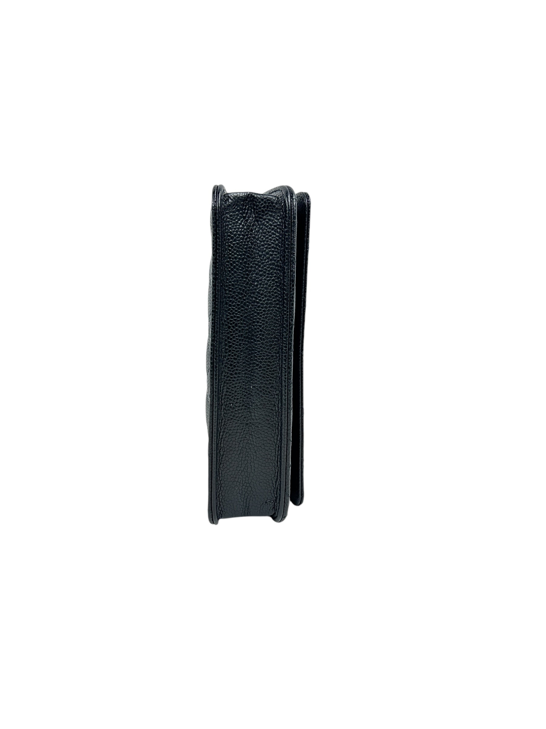 Black Caviar Quilted Wallet On Chain w/GHW