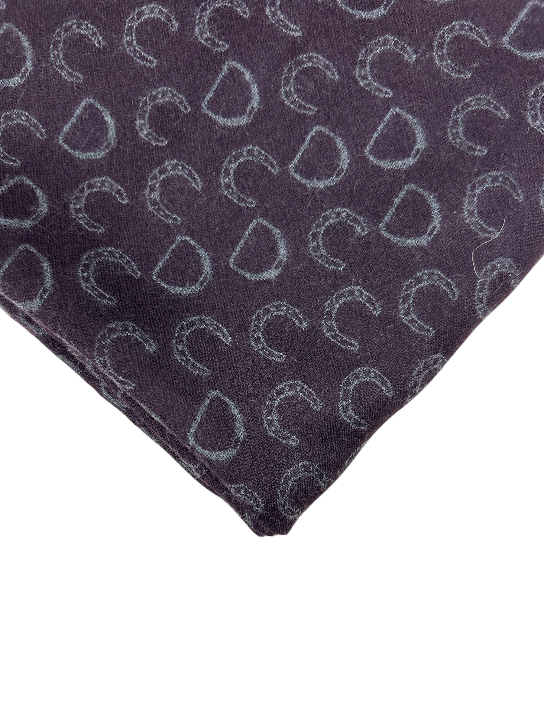 Grey/Burgundy Reversible Horse Shoe Pattern Cashmere/Silk Scarf