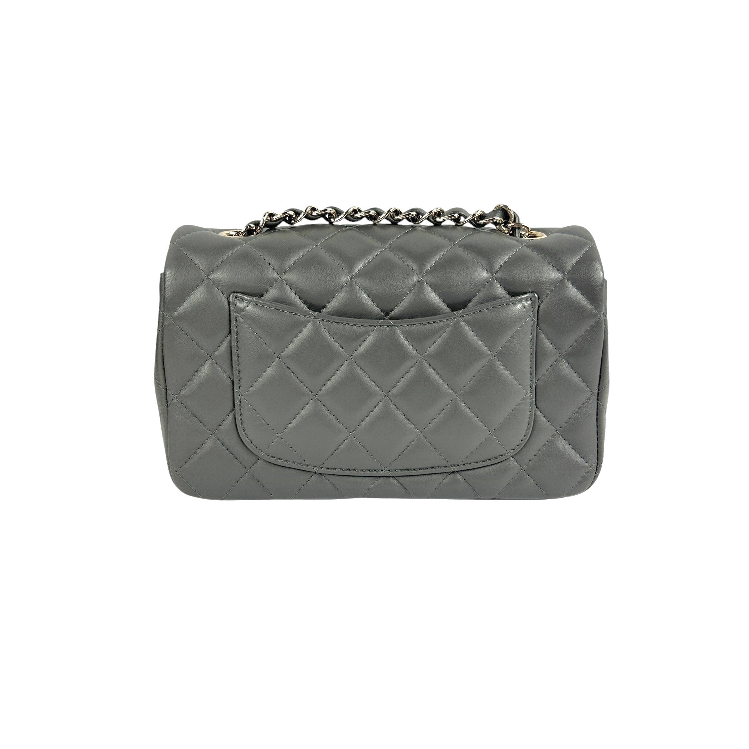 Grey Lambskin Mini Rectangular w/ LGHW