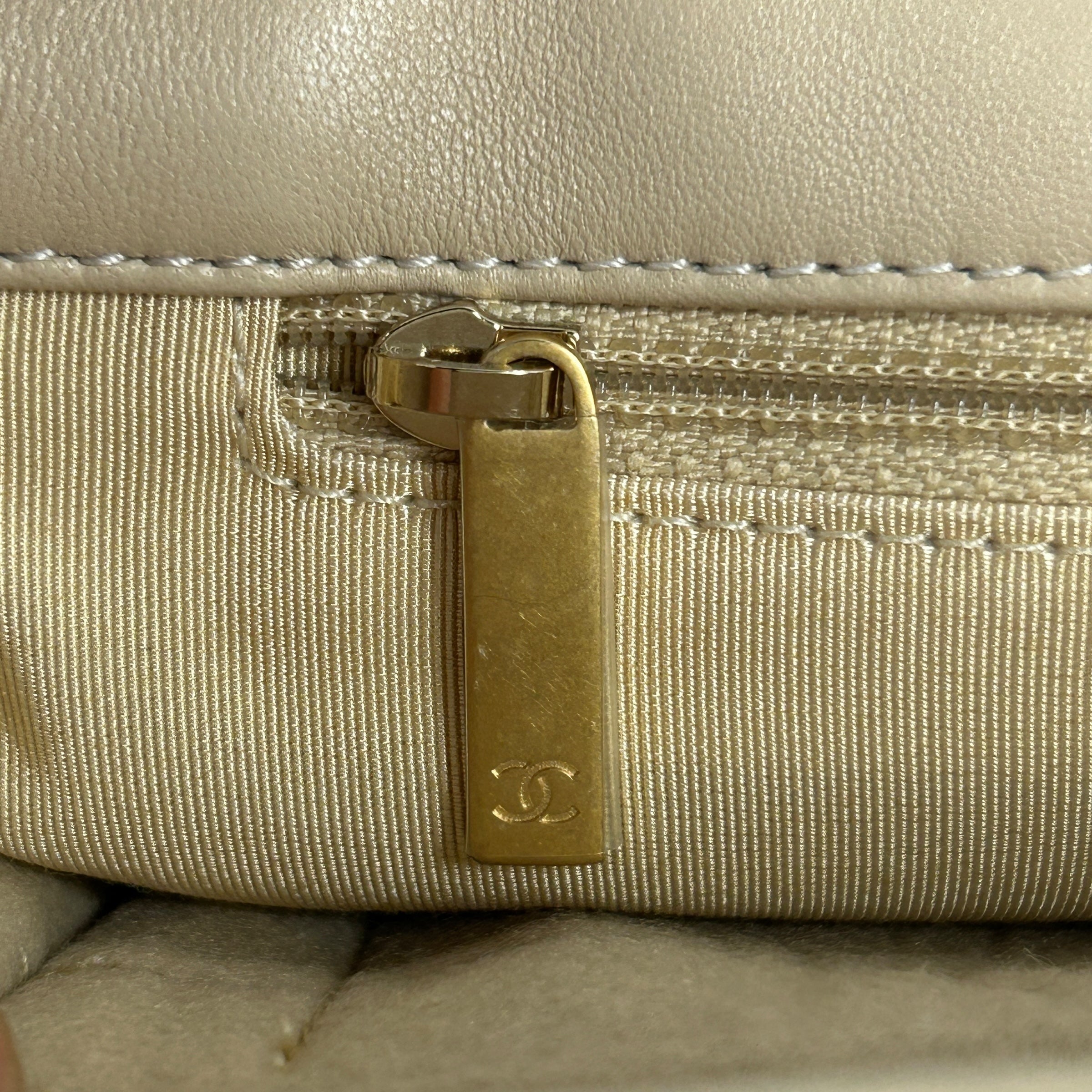 Beige Quilted Small 19 Flap w/ Mixed HW
