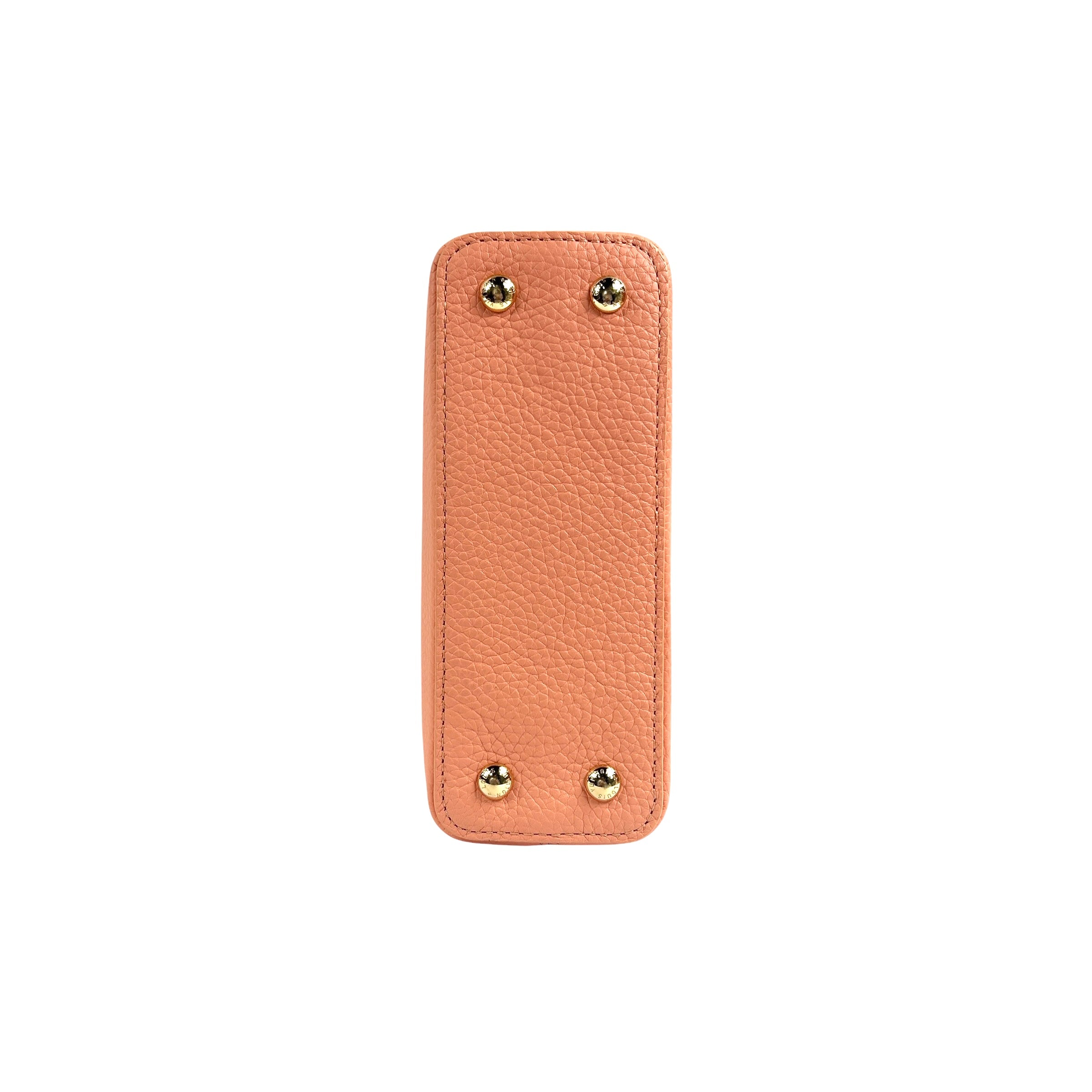 Apricot Taurillon Capucines Mini w/Intertwined Rainbow Chain Strap