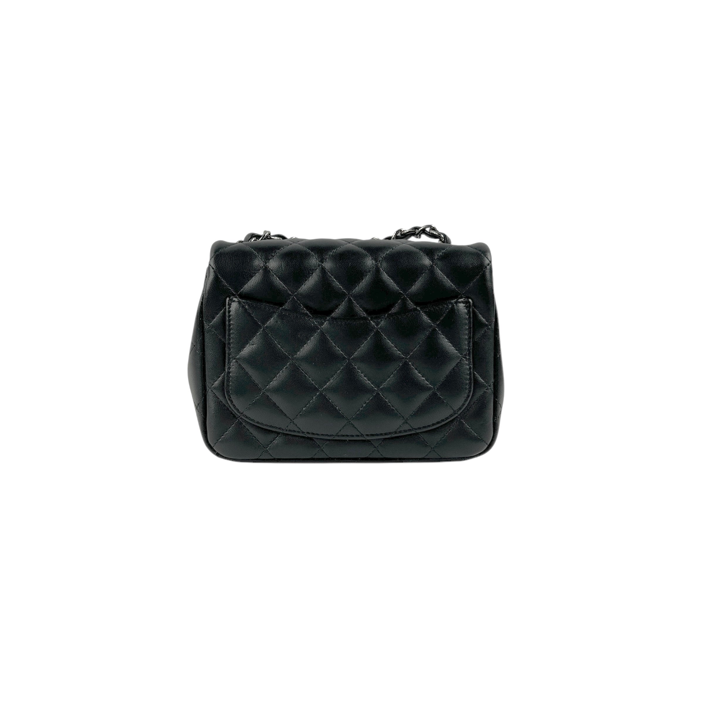 Black Quilted Lambskin Leather Classic Square Mini Flap Bag