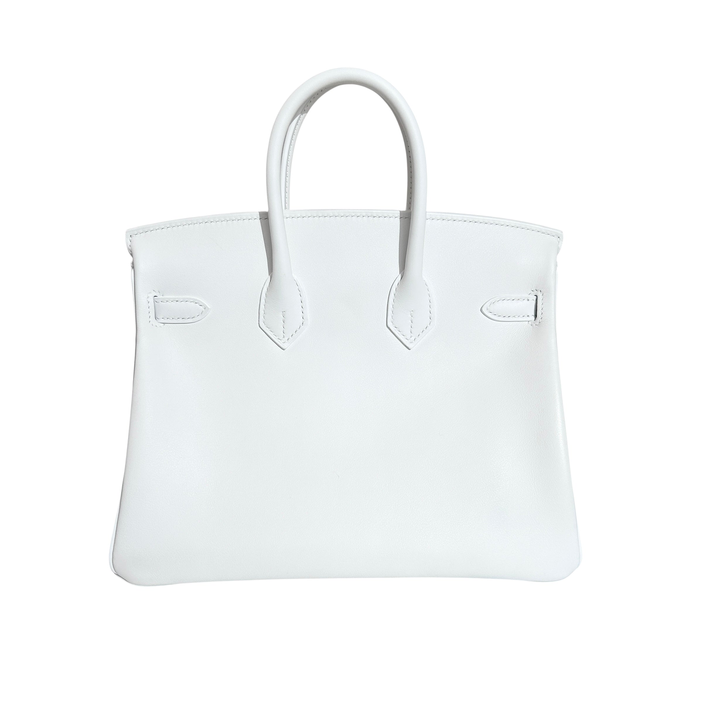 White Swift Leather 25 Birkin Bag w/GHW