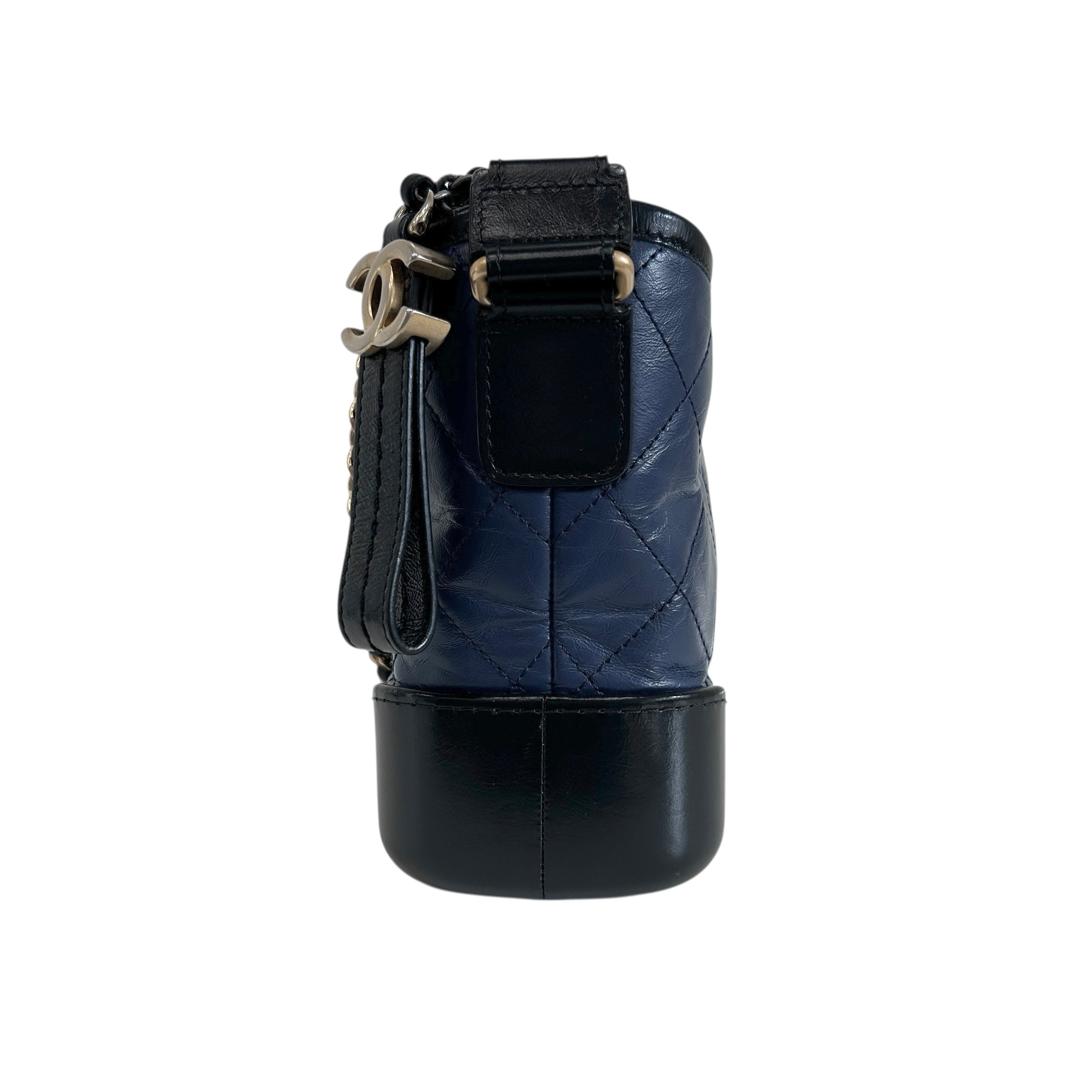 Blue Quilted Aged Calfskin Leather Small Gabrielle Hobo Bag w/GHW/SHW/RHW