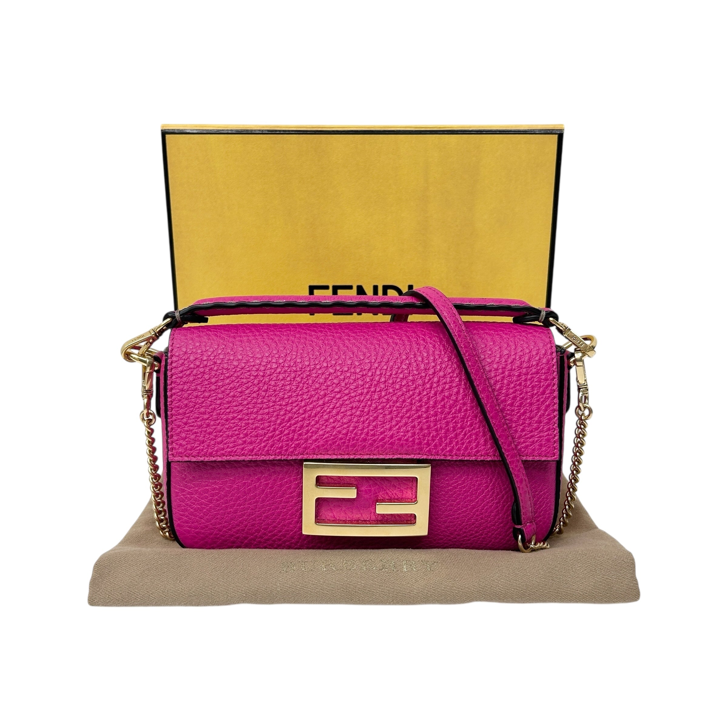 Fuchsia Leather Small Selleria Baguette Bag w/GHW