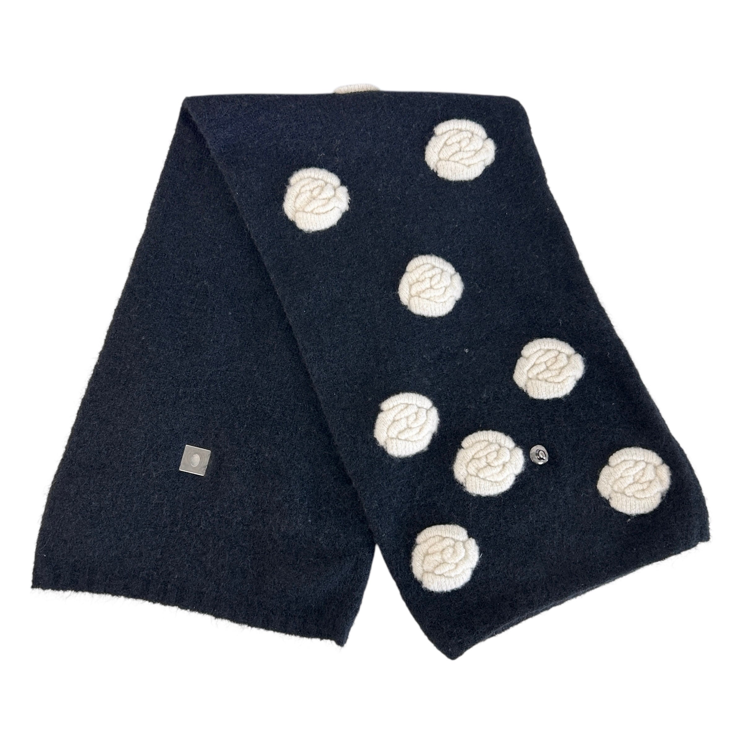 Black & Ivory Mohair Camellia Scarf/Neck Warmer