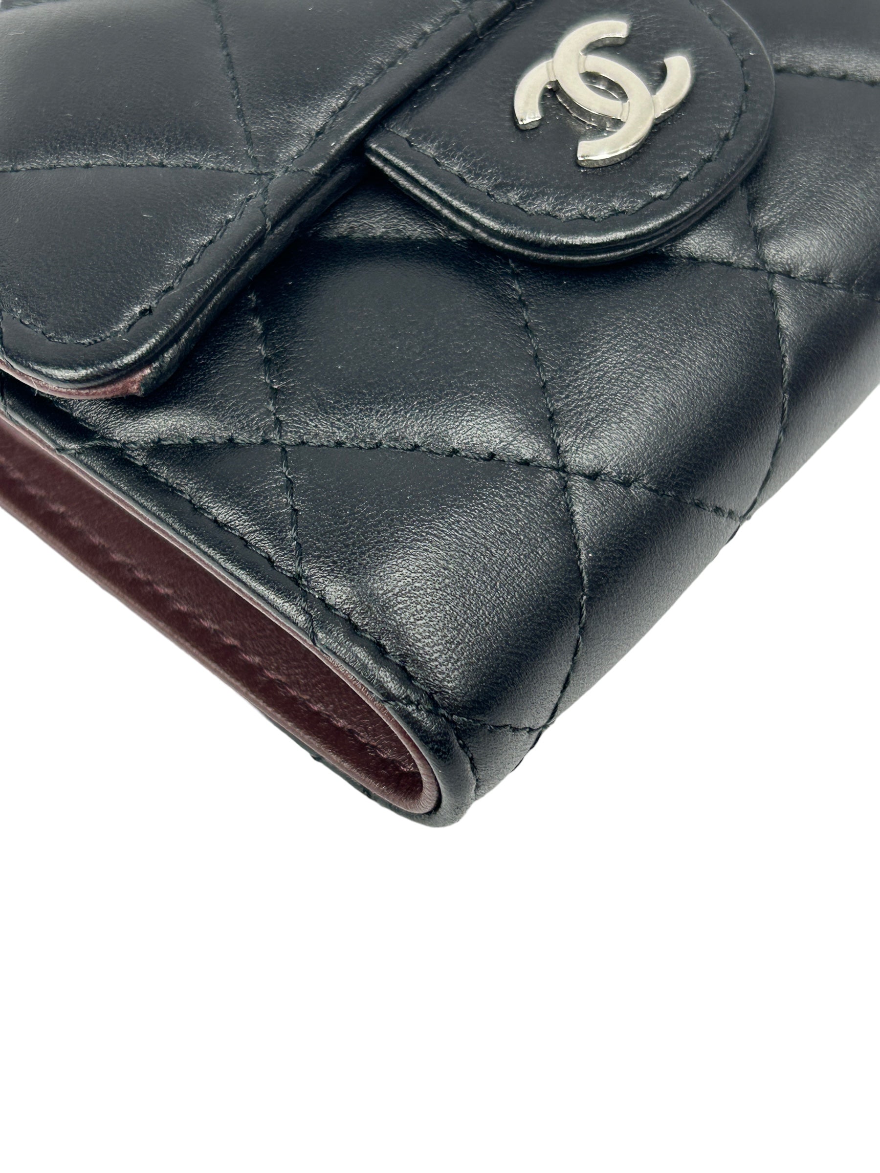 Black Quilted Lambskin Wallet w/SHW