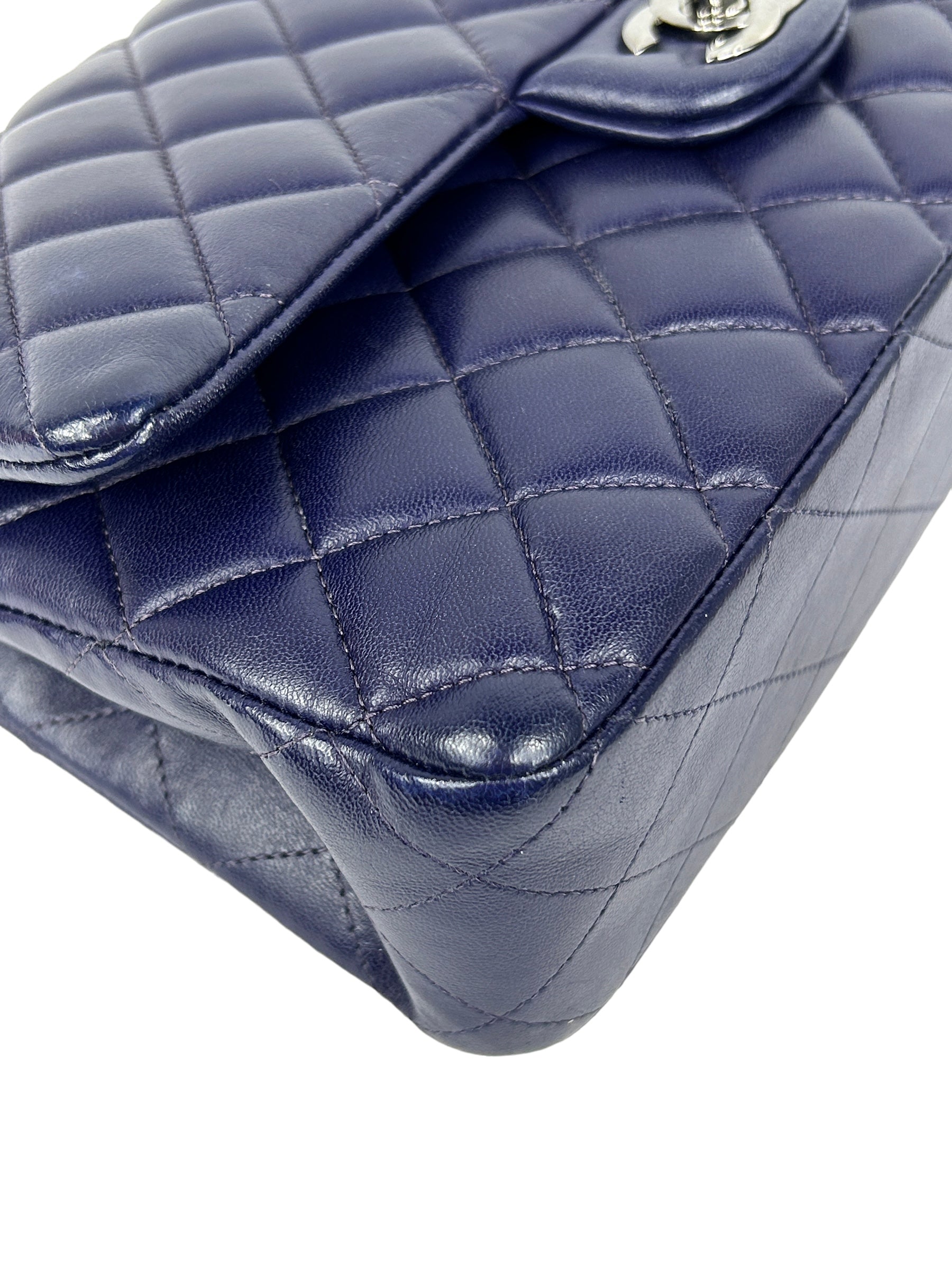 Purple Quilted Lambskin Medium Double Flap w/SHW