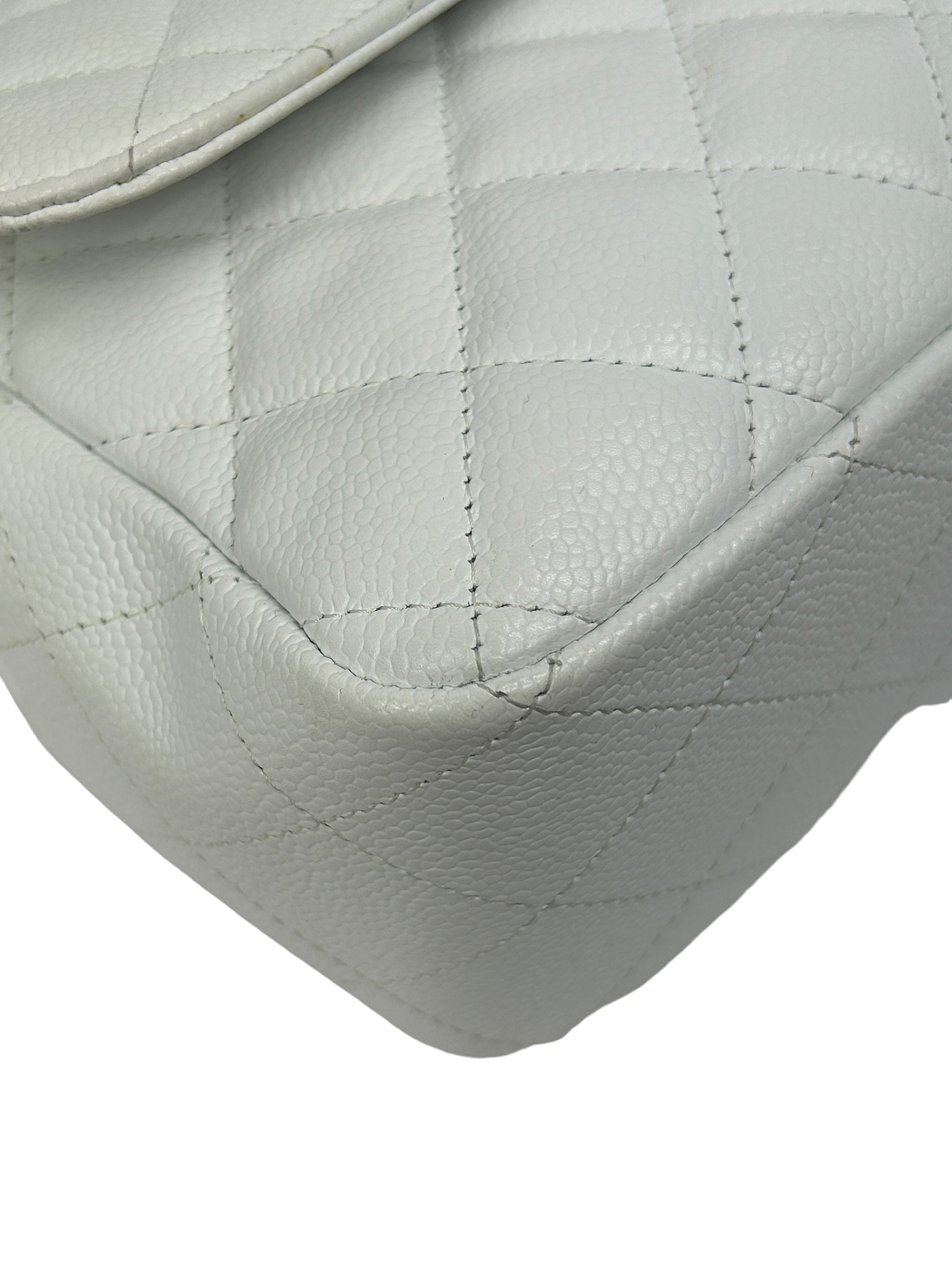 White Caviar Quilted Jumbo Single Flap Bag W/SHW