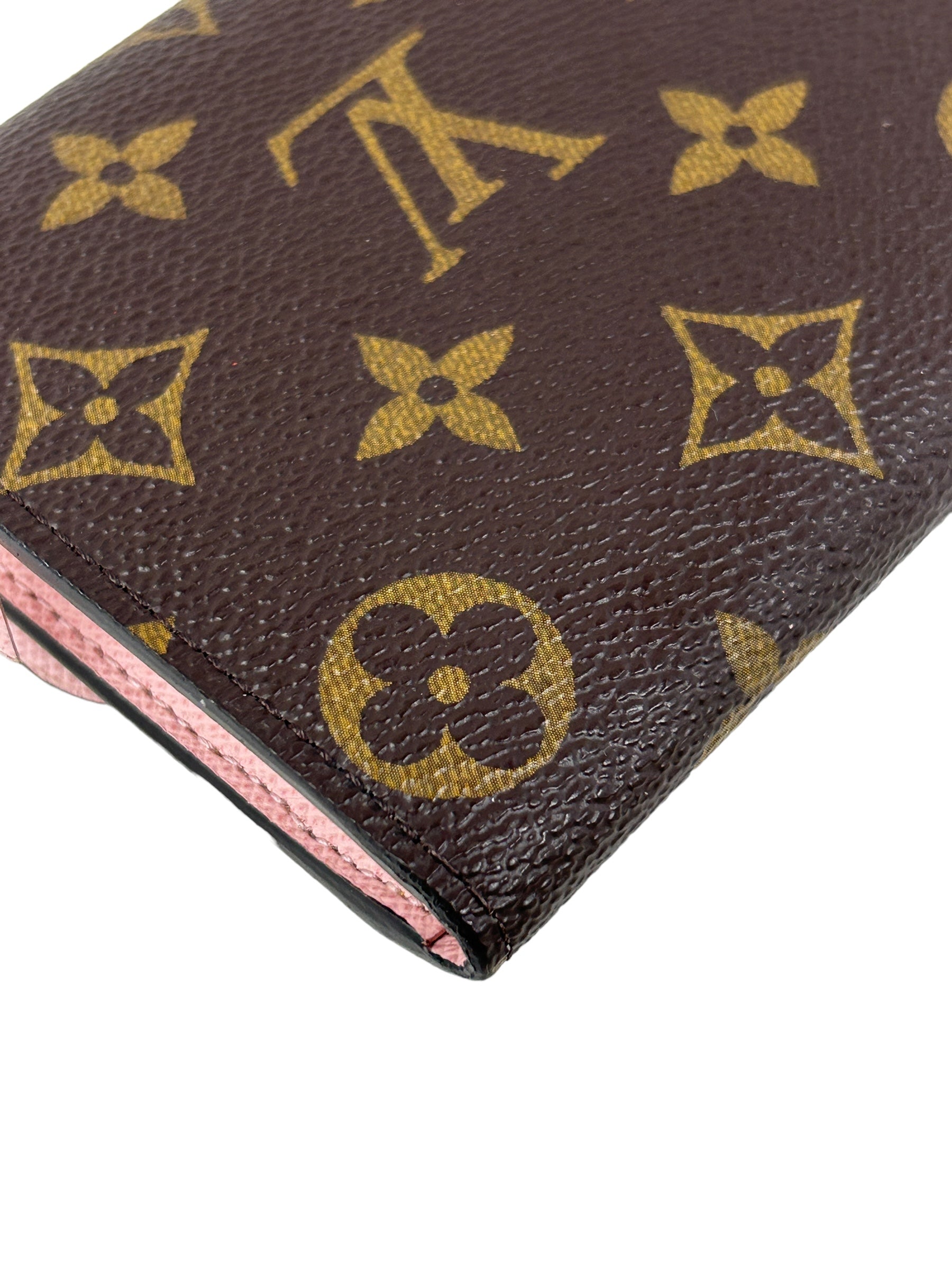 Monogram Coated Canvas Rose Ballerina Leather Emilie Long Snap Wallet