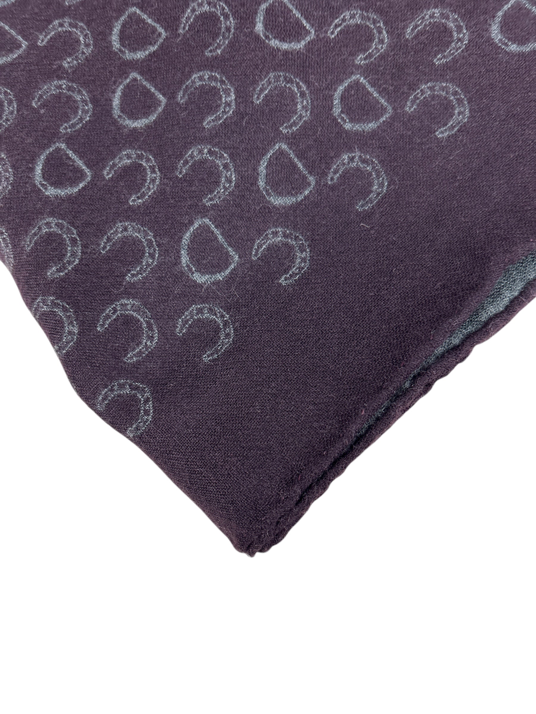 Grey/Burgundy Reversible Horse Shoe Pattern Cashmere/Silk Scarf