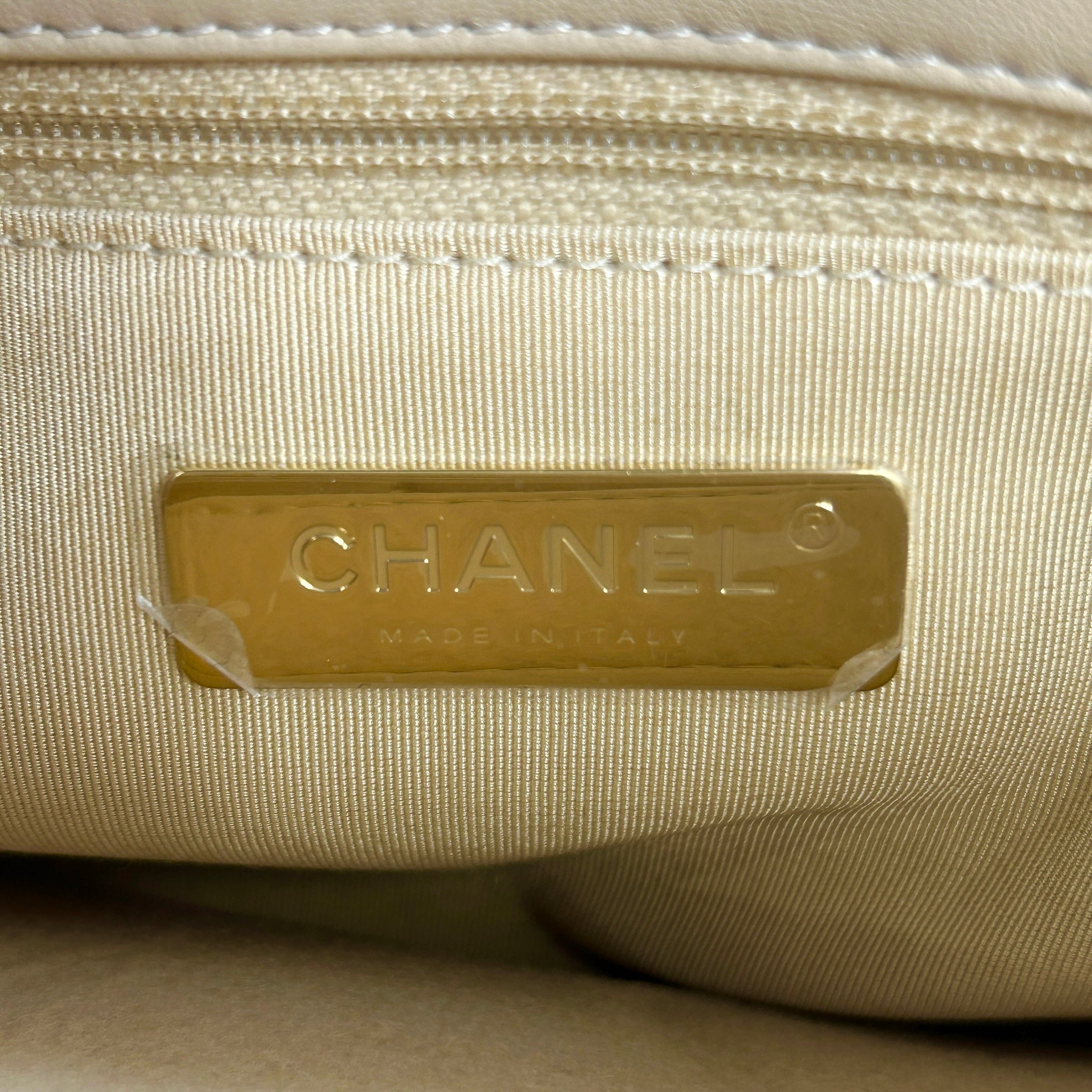 Beige Quilted Small 19 Flap w/ Mixed HW