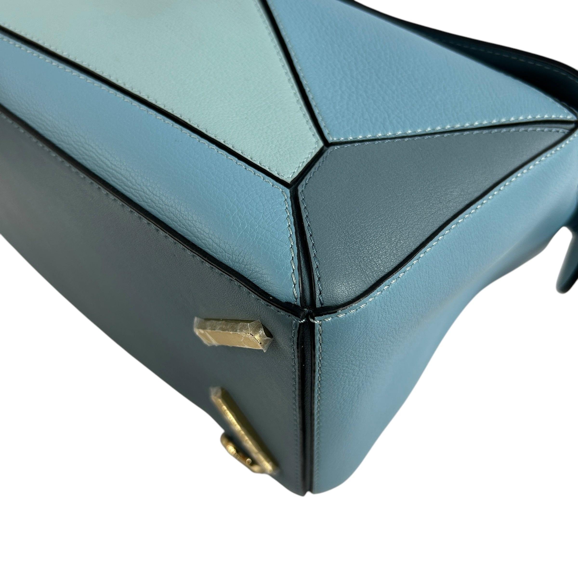 Blue Calfskin Medium Puzzle Bag w/GHW