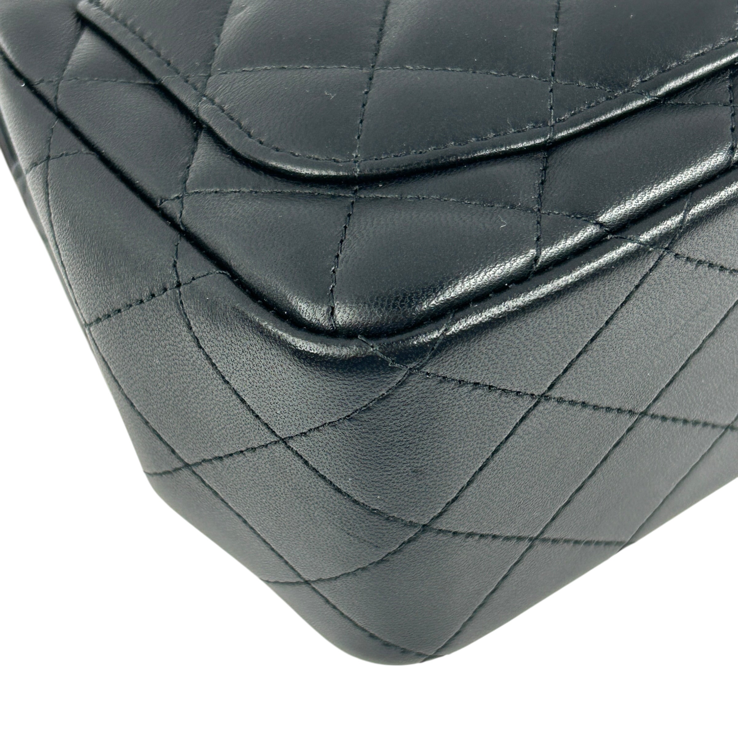Black Quilted Lambskin Leather Classic Square Mini Flap Bag